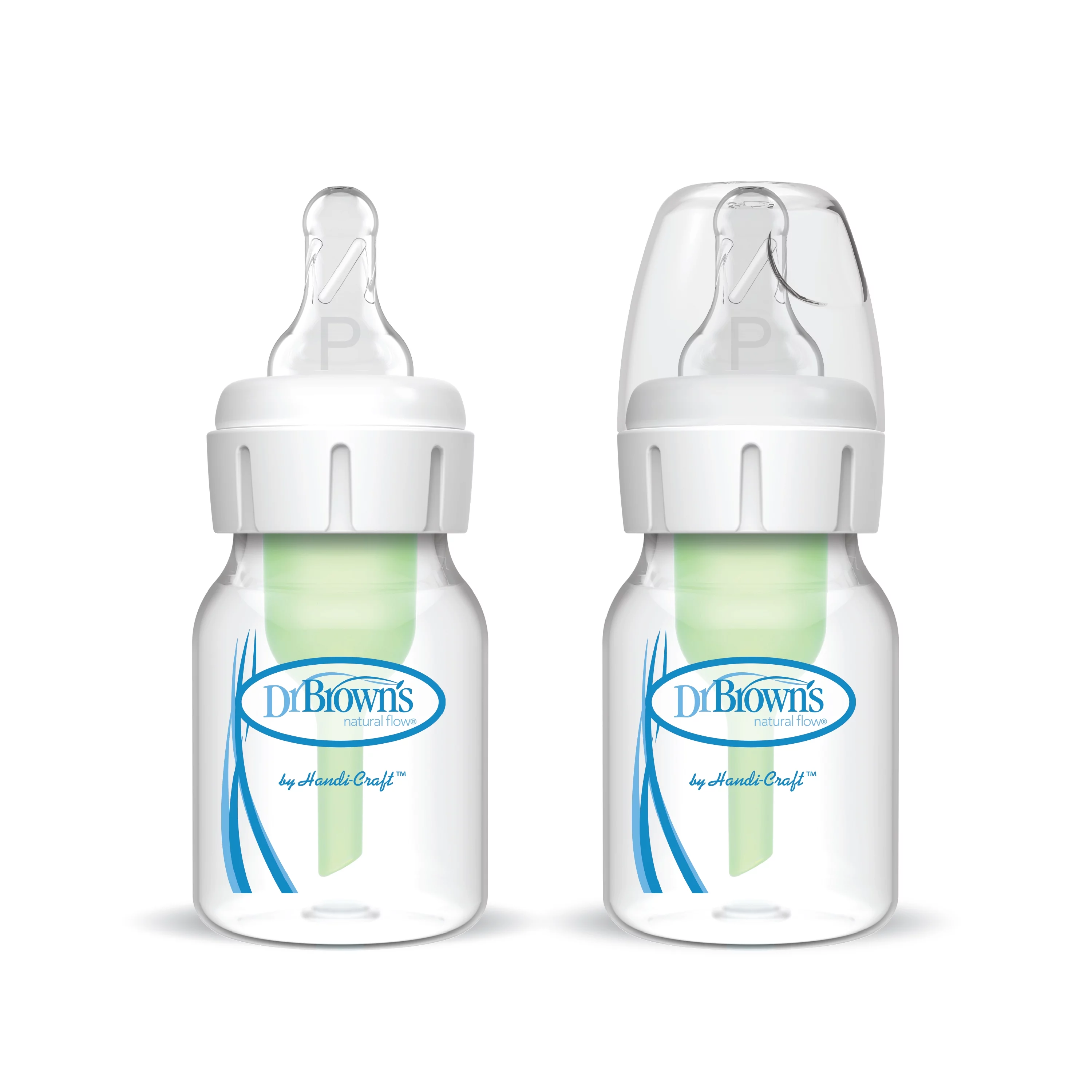 Dr. Brown’s Natural Flow Anti-Colic Narrow Baby Bottle, 2oz/60mL with Preemie Flow Nipple, 2-Pack, 0m+