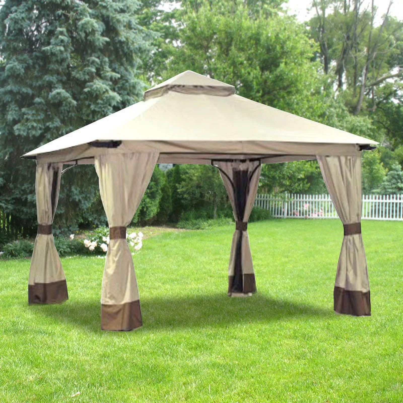 Garden Winds Replacement Canopy Top and Side Mosquito Netting Set for Brynn Gazebo - Riplock 350