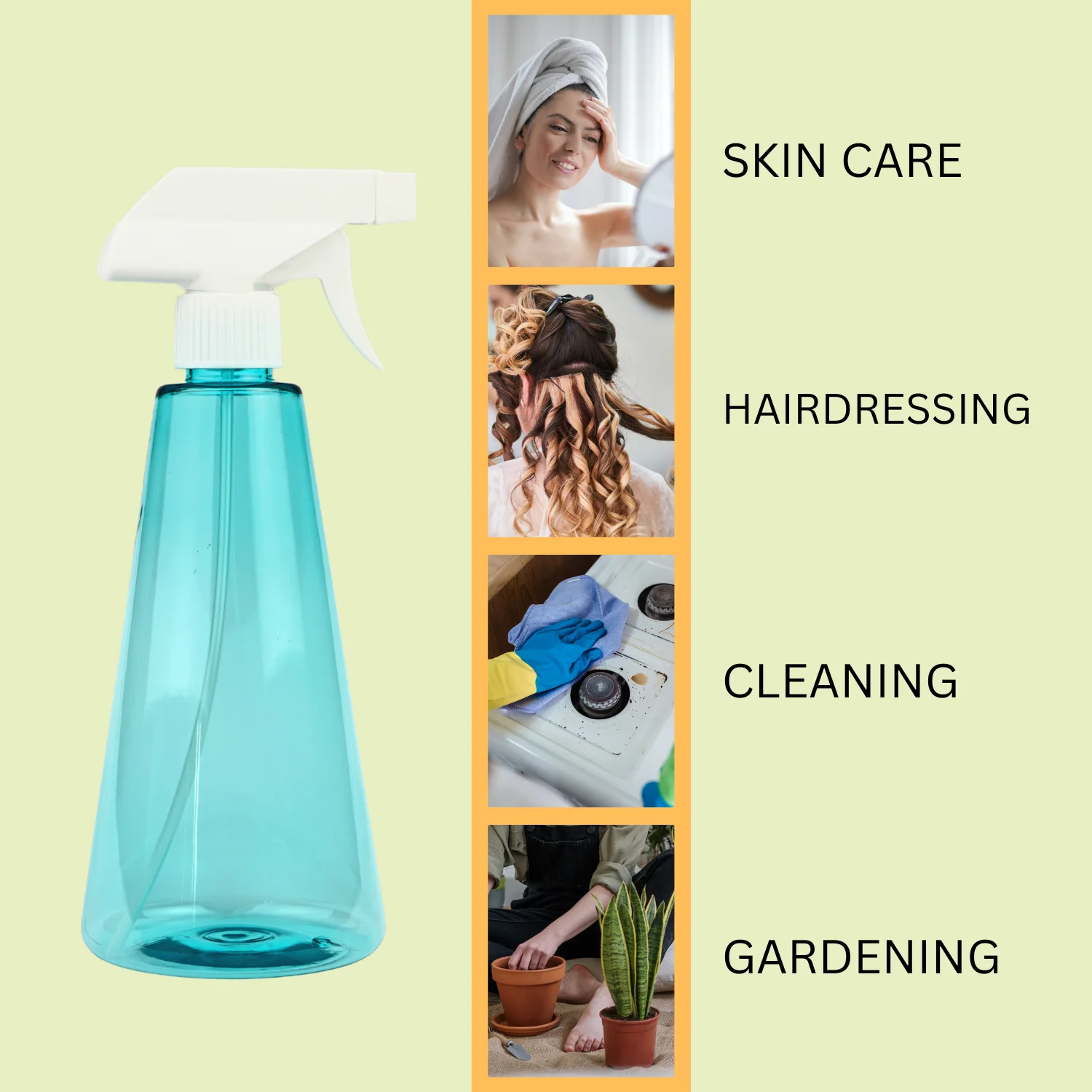 Spray Bottles 17oz/500ml - PET Plastic Cone Round Shape Empty Spray Bottle and Mist Sprayer - Perfect Water Bottle for Hair and Cleaning - Blue - Pack of 2