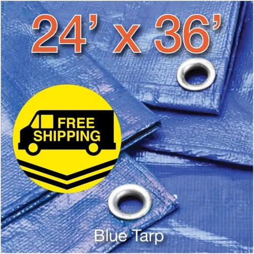 24' X 36' Multi Purpose Blue Poly Tarp Cover Tent Shelter RV Camping Tarpaulin