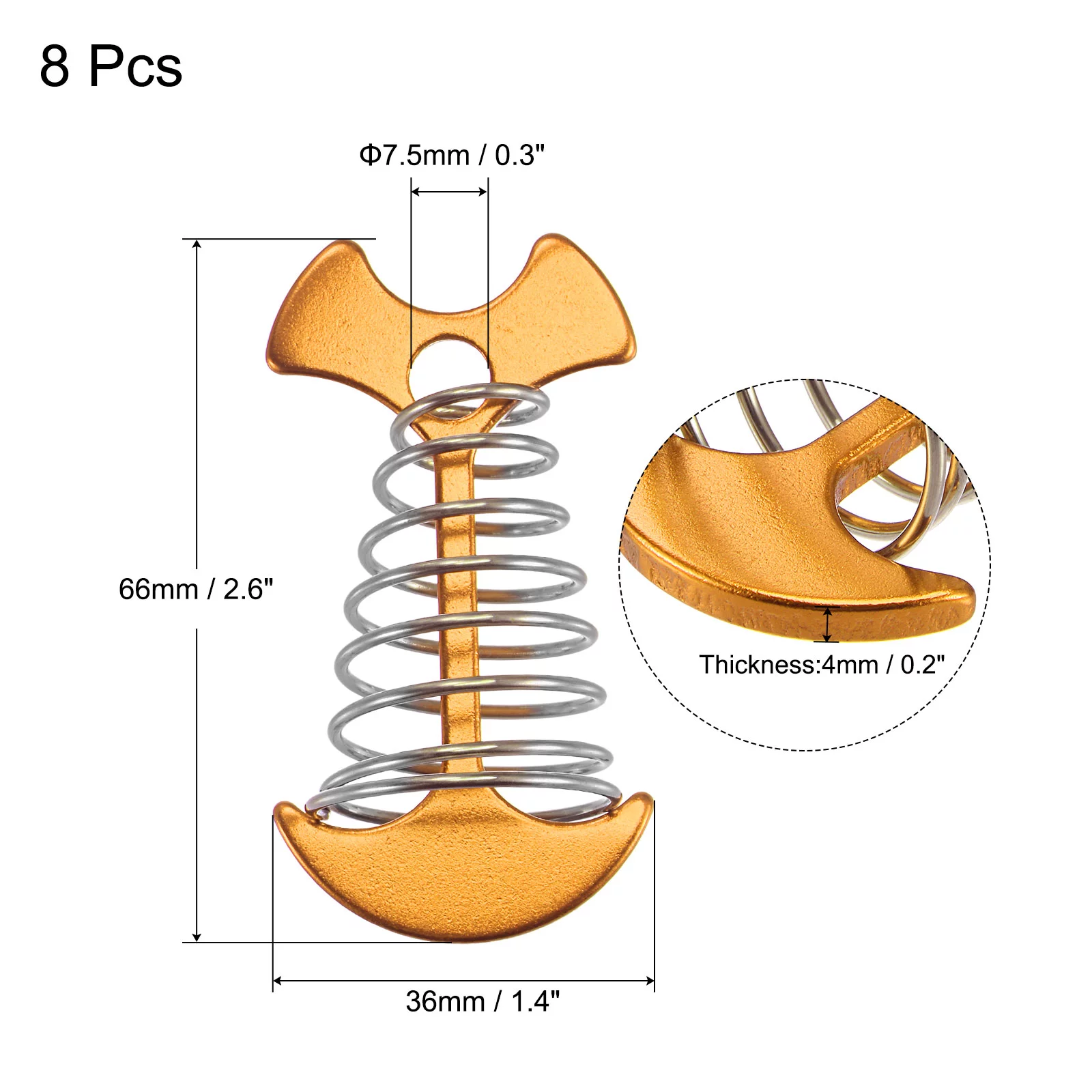 Unique Bargains Aluminium Alloy Tent Stakes with Rope Hook Spring Tensioner Deck Pegs