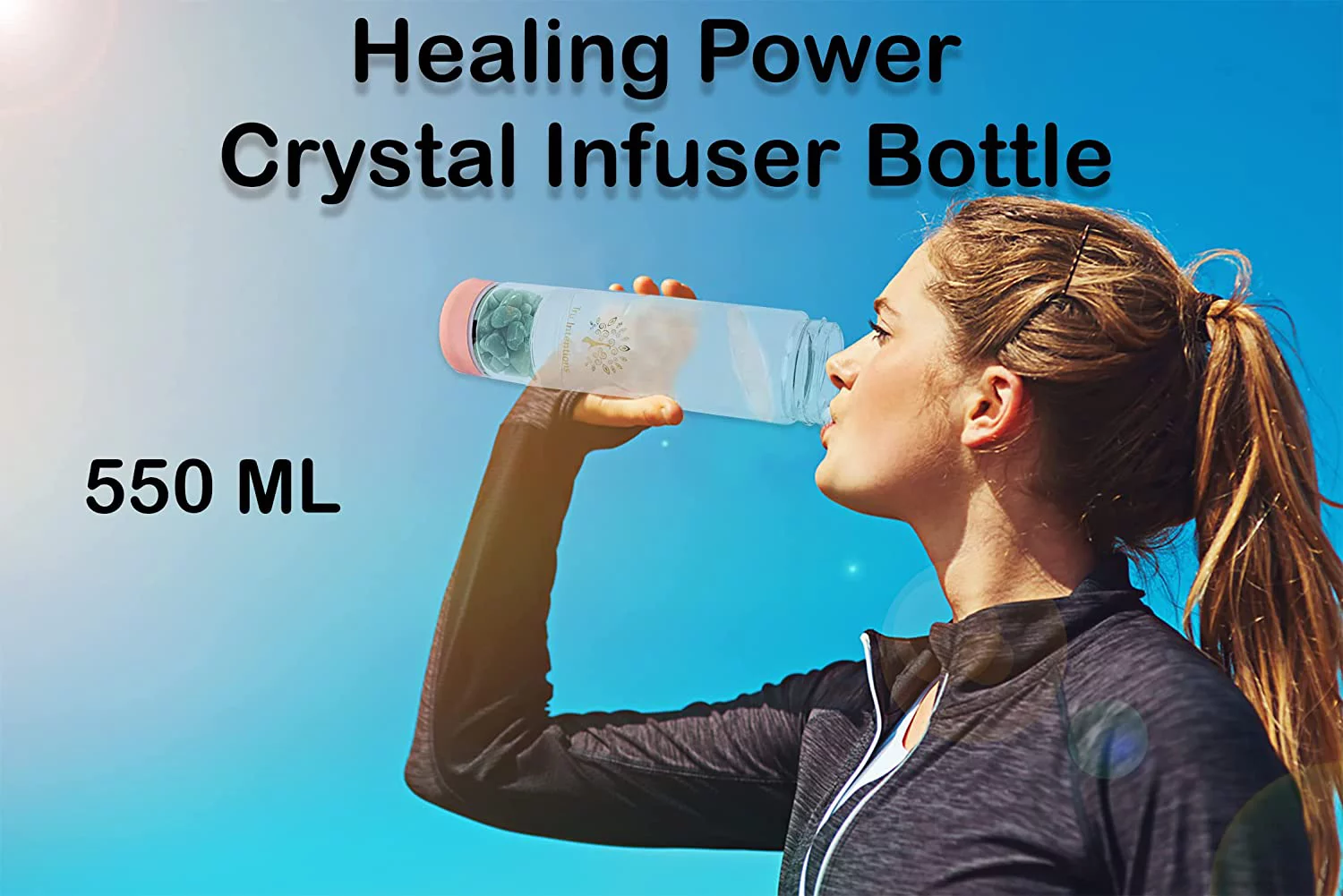 Rose Gold - Aventurine Healing Power Crystal Infuser Glass Bottle