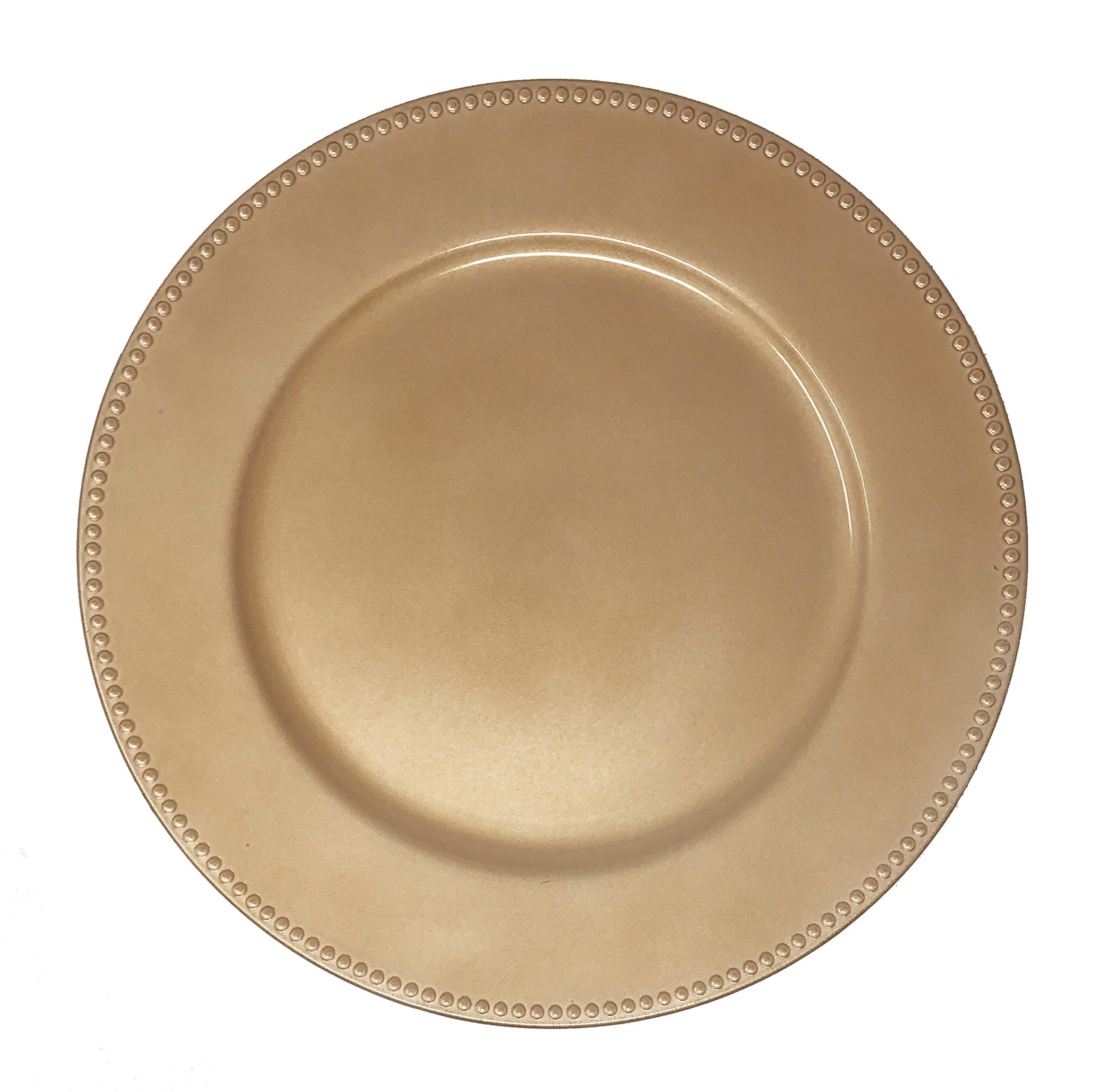 AK-Trading - Set of 12, Premium Finest Quality Party Plate Chargers, 13-Inch Round, Gold Beaded Design