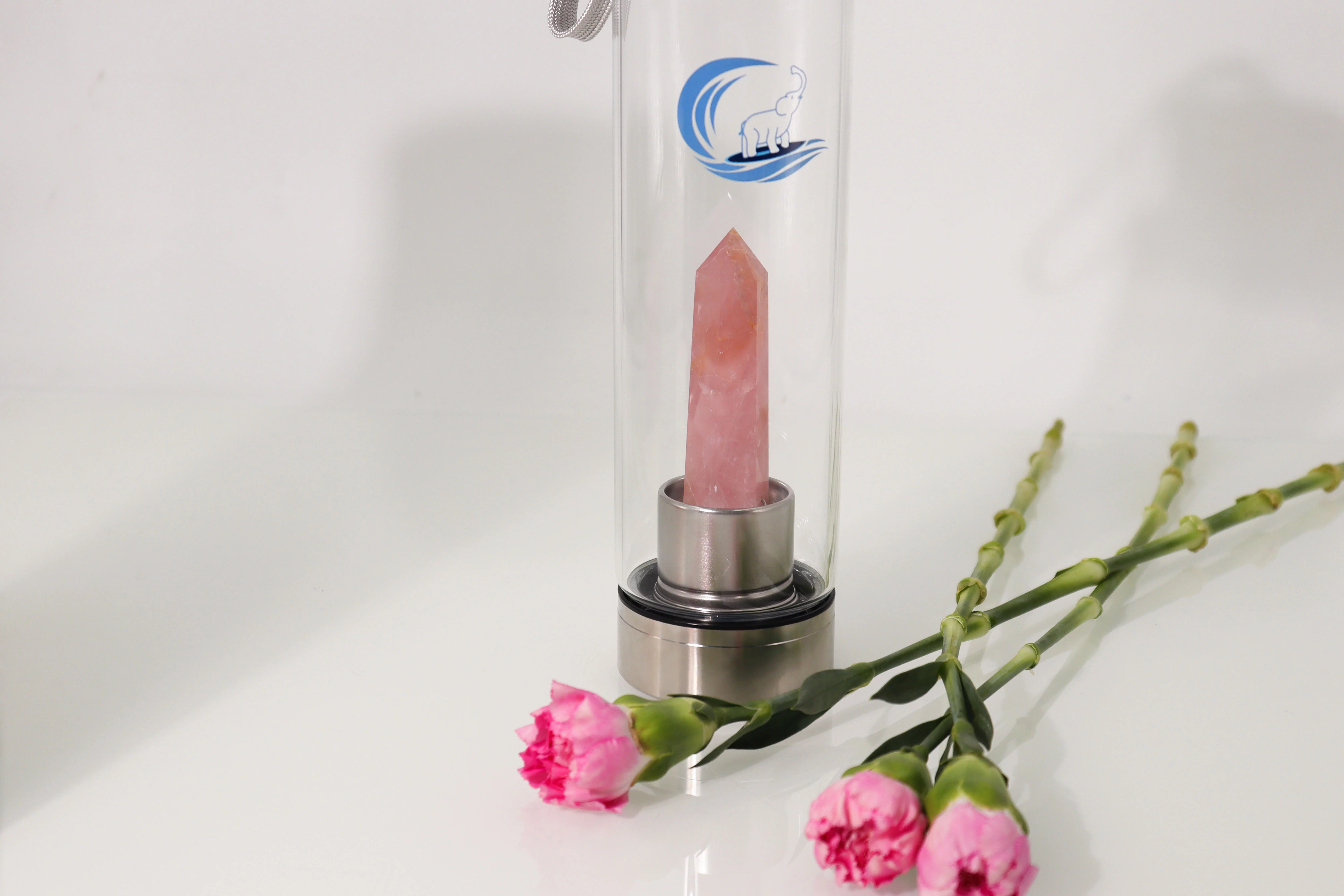 Crystal-Infused Water Bottle – Rose Quartz