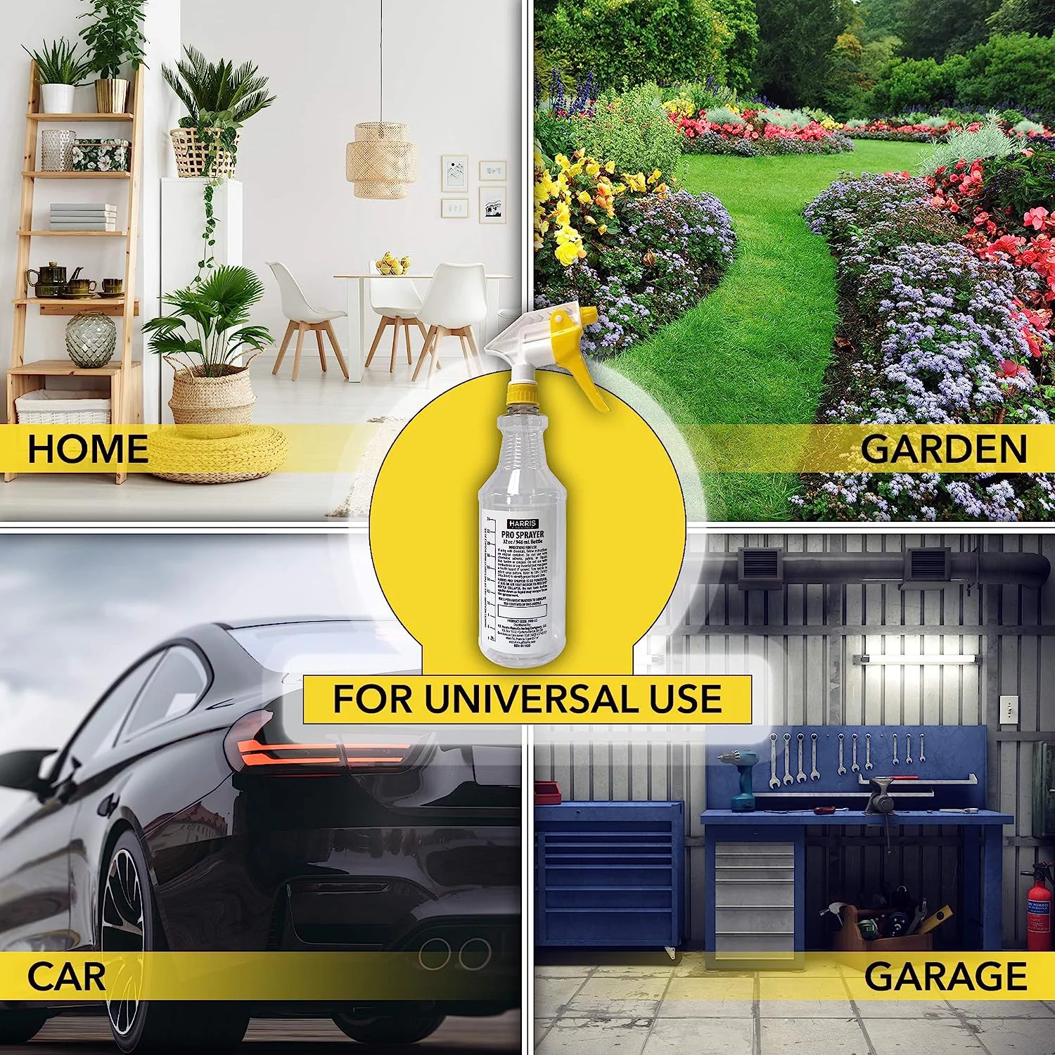 Harris Pro Trigger Sprayer Empty Bottles with Sprayer 32 oz. (4 Pack)