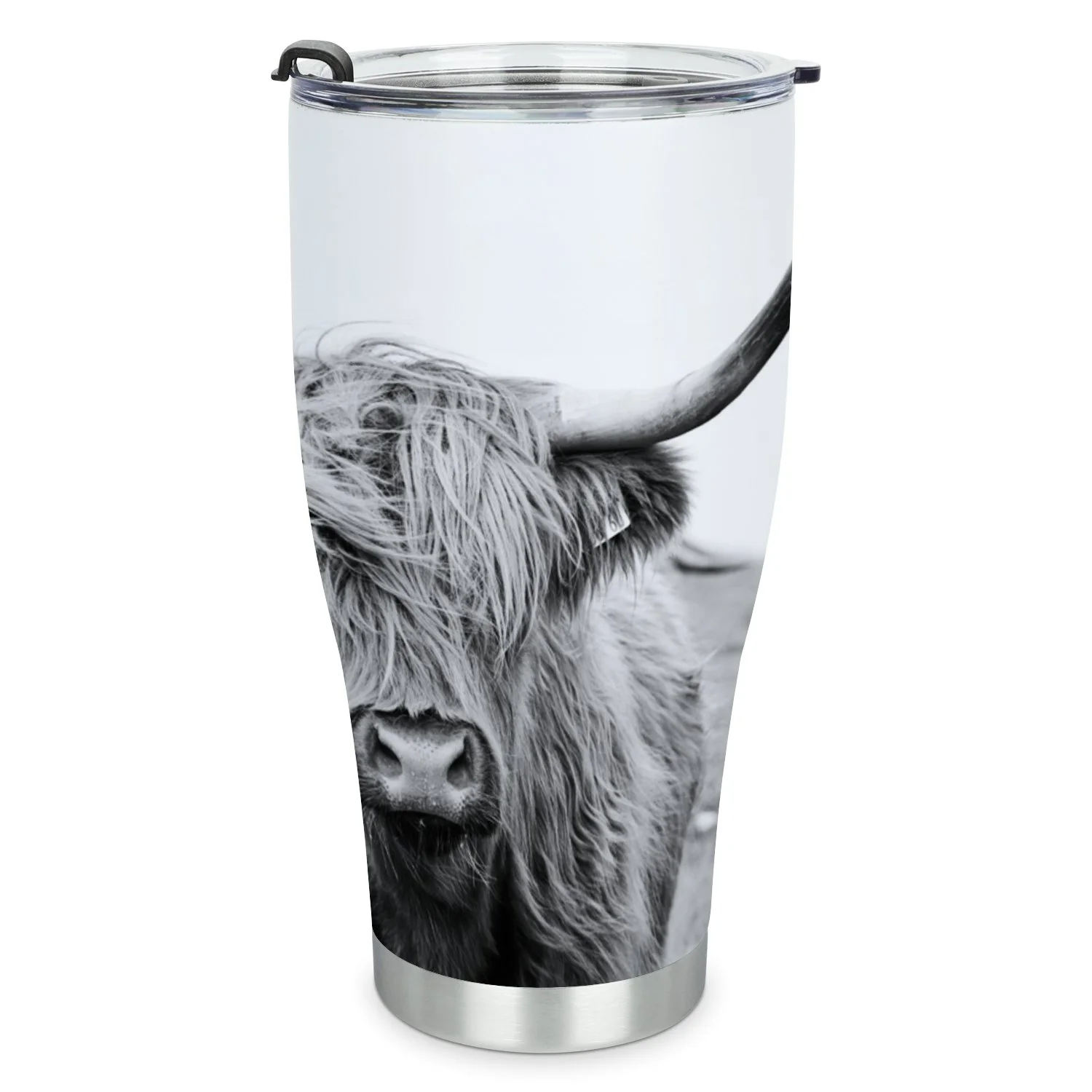 Hidove Stainless Steel Tumbler, Highland Cattle Closeup 30oz Leak Proof & Stainless Steel Bottle for Hot & Cold Drinks - Coffee Travel Mug, Water Metal Canteen, Thermal Cup