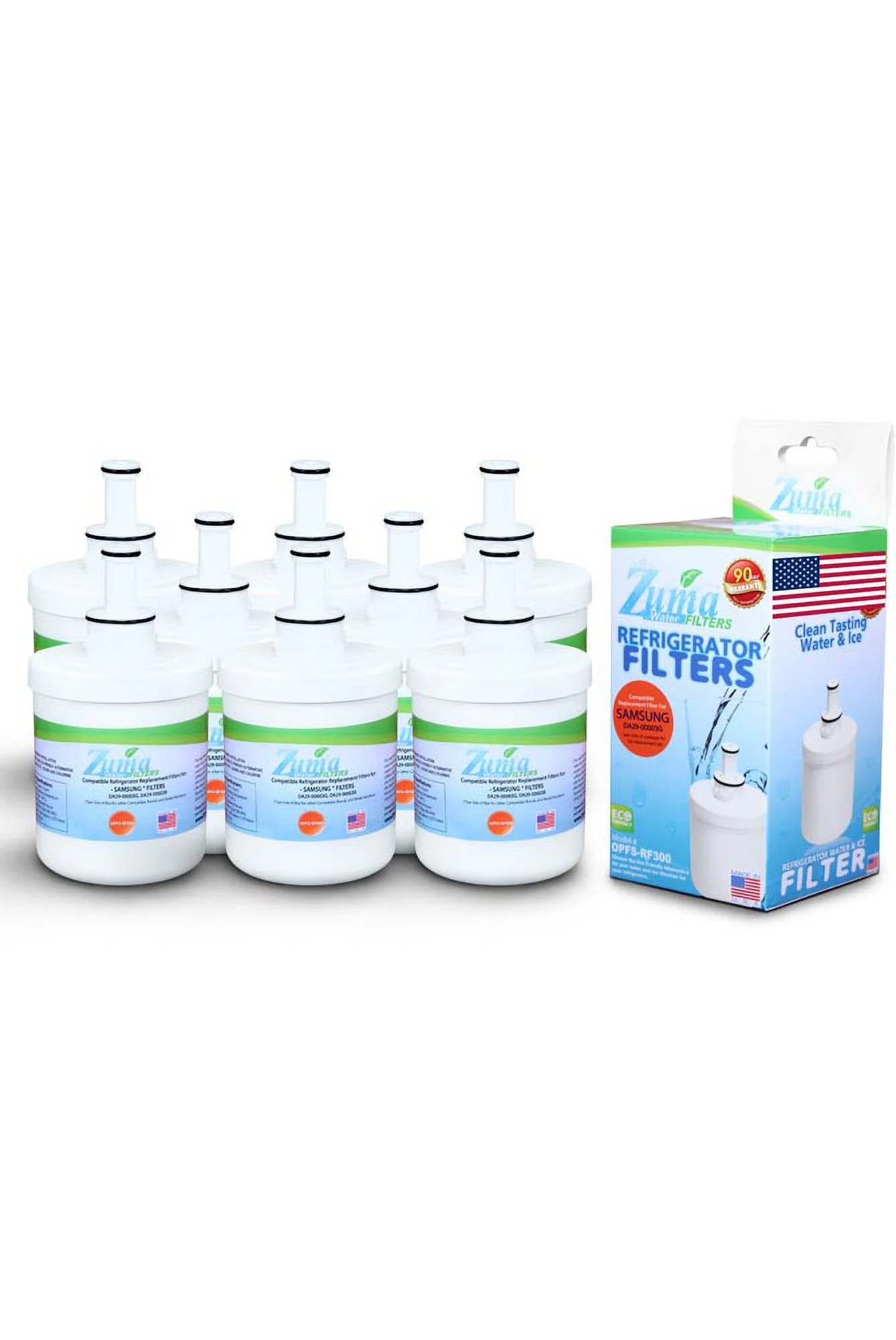 ZUMA Brand , Water and Ice Filter , Model # OPFS-RF300 , Compatible with Samsung® DA2900003A - 8 Pack - Made in U.S.A.