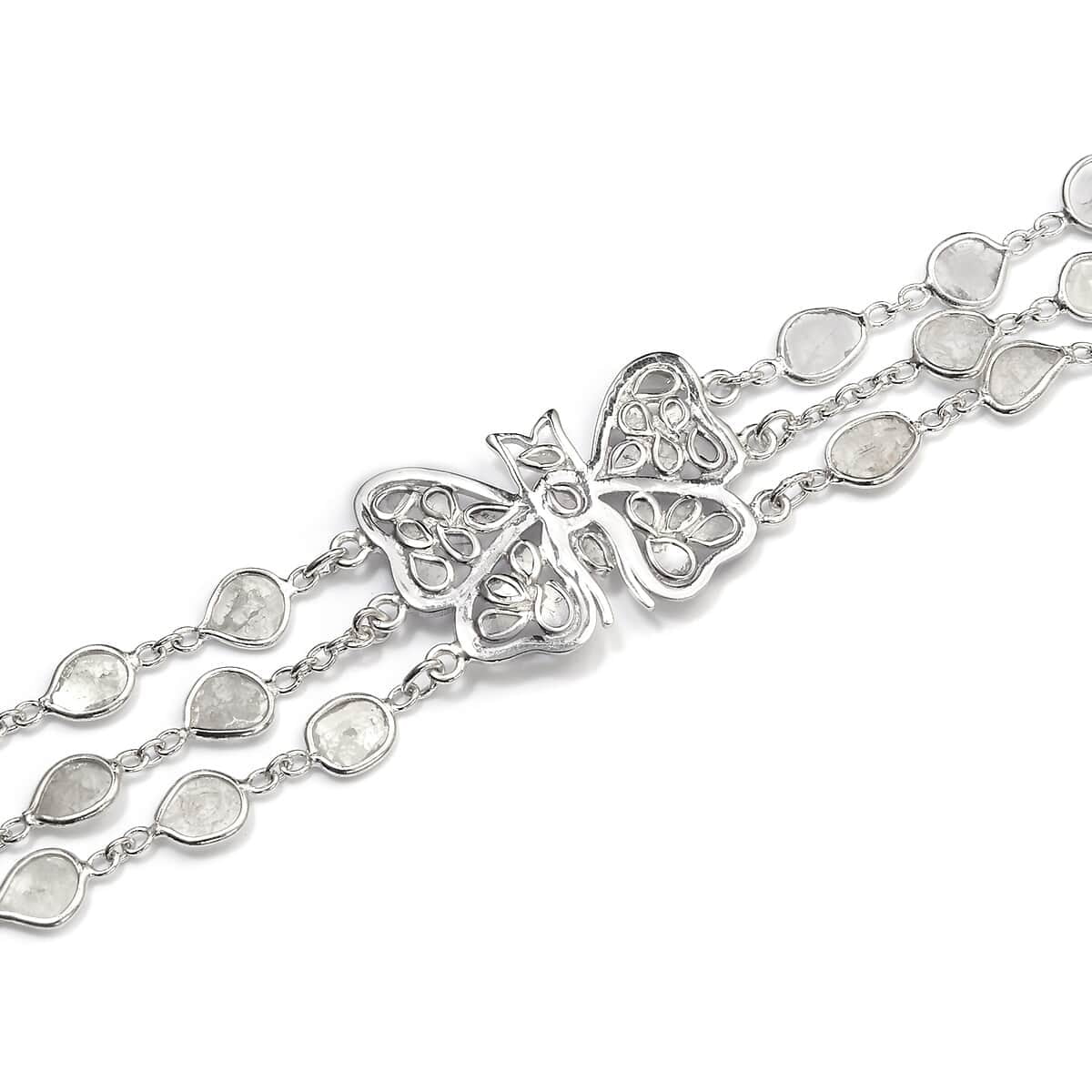 Shop LC Women 925 Sterling Silver Platinum Plated Handmade Polki Diamond Butterfly Bracelet Size 7.25