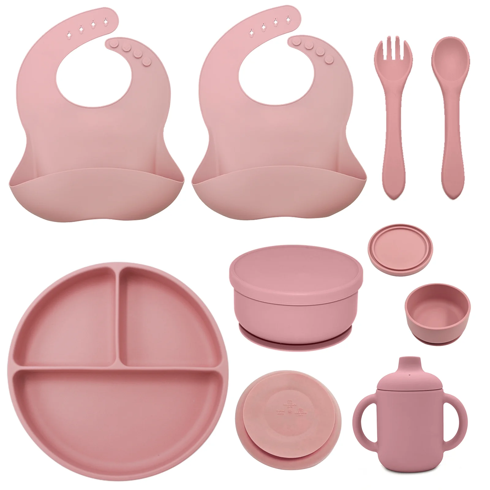 Benoxine Silicone Baby Feeding Set,Baby Led Weaning Set, 7Pcs-BPA Free，100% Food-Grade Silicone，6M+