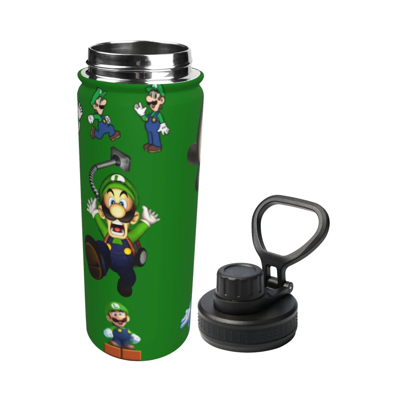 Luigi's Mansion Game Unisex Sports Insulated Water Bottles Kettle Stainless Steel Portable Cup 18OZ For School Travel Gym Running