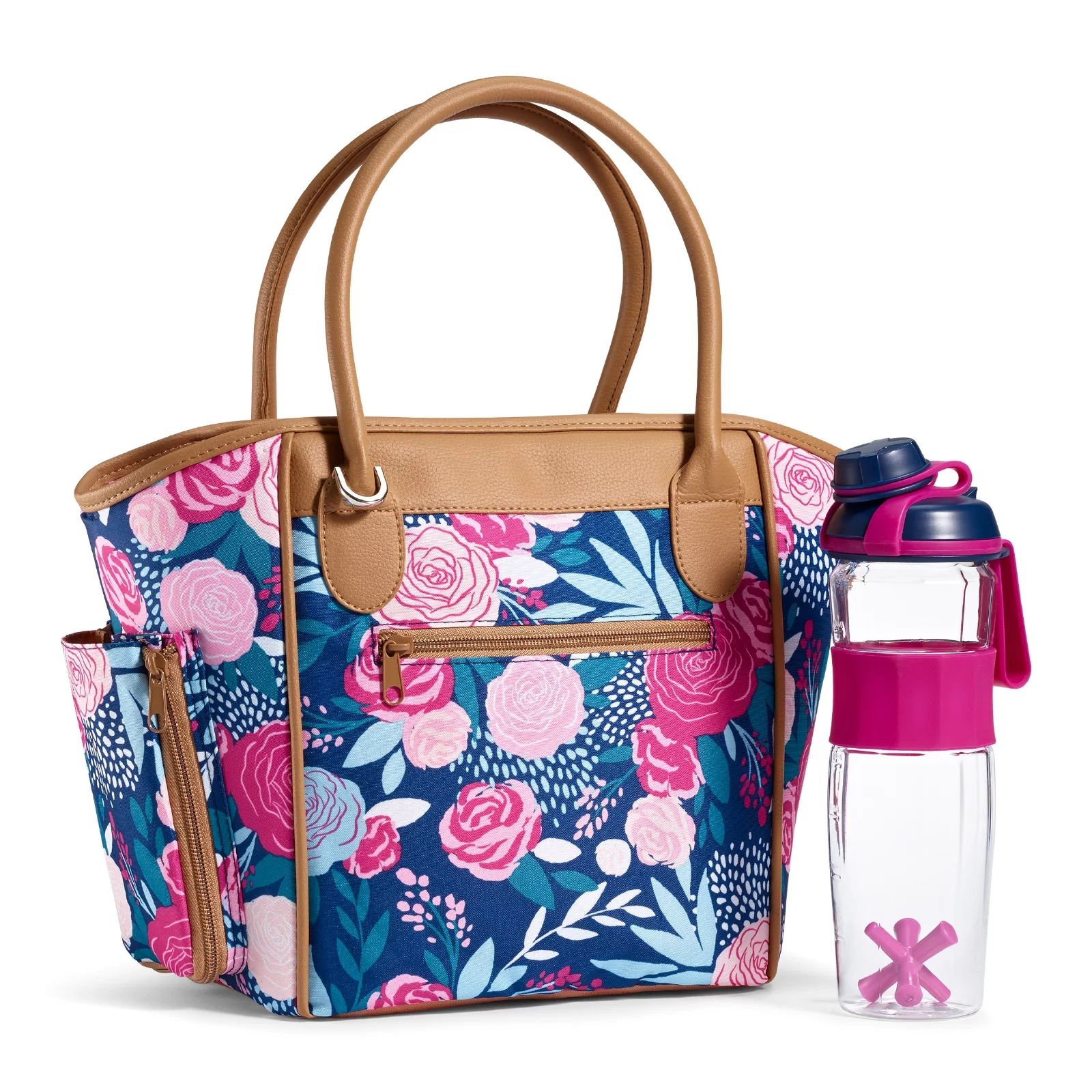 L.O.T.G. Insulated Lunch Tote with Water Bottle- Floral Lorella Posy