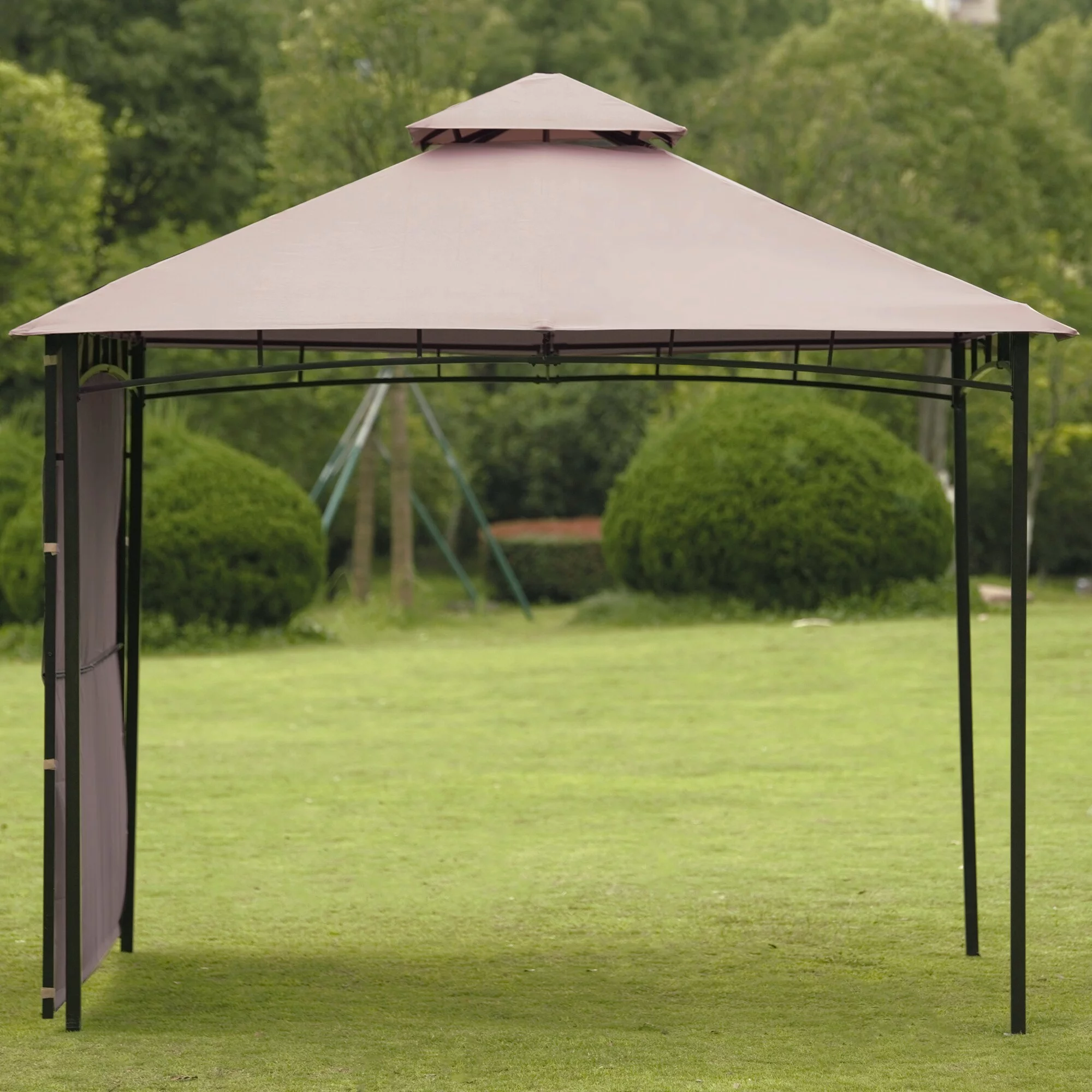 Outdoor Grill Canopy, BBQ Gazebo Tent with UV Protection and Extendable Awnin - beige