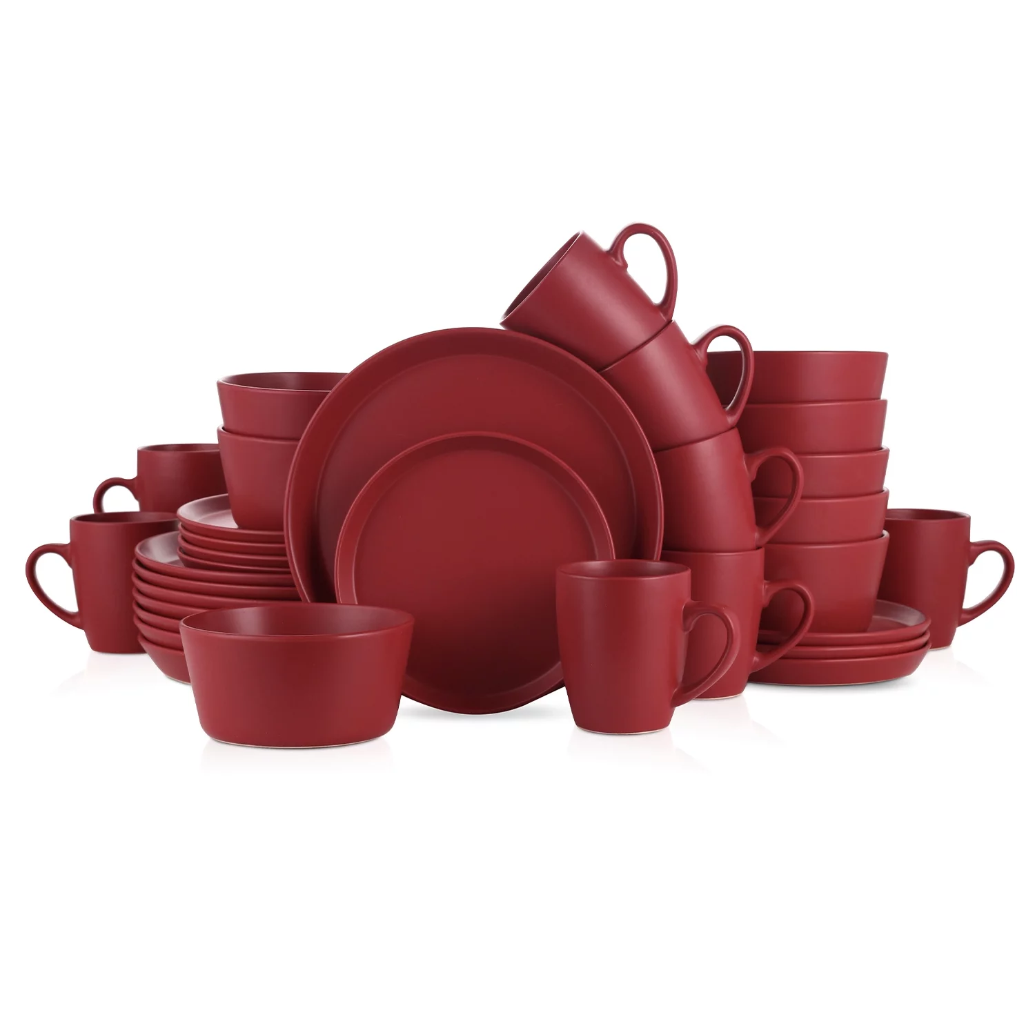 Stone Lain Michelle 32-Piece Dinnerware Set Stoneware, Red