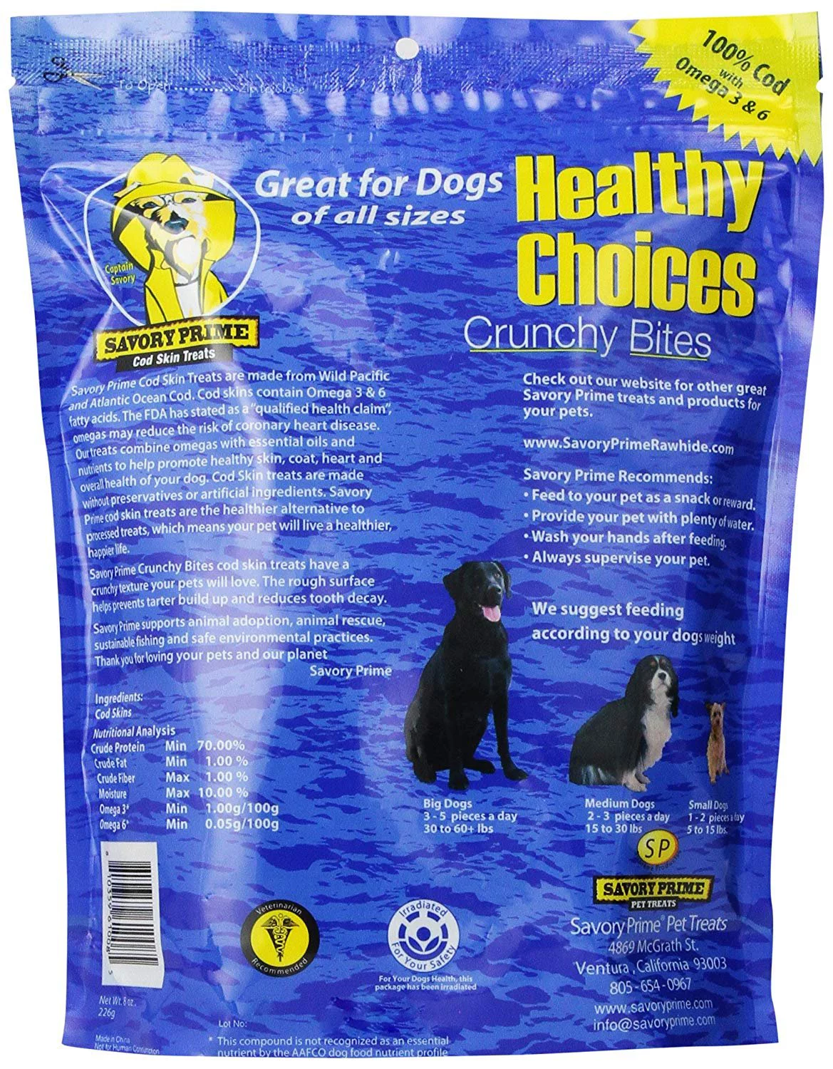 Savory Prime Cod Skin Fish Grain Free Treats For Dogs 8 oz 1 pk