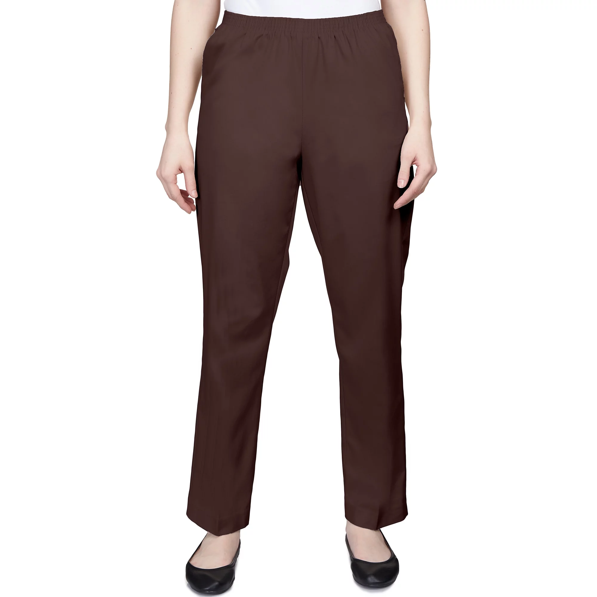 Alfred Dunner Womens  Soft Twill Mid-Rise Regular Fit Straight Leg Regular Length Casual Pant