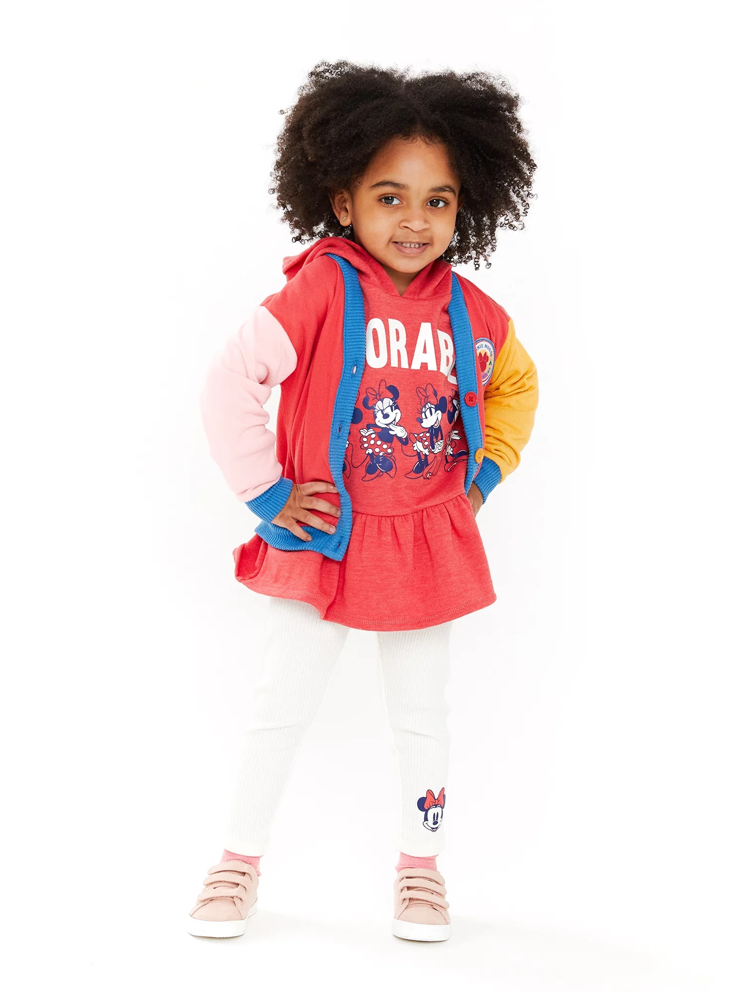 Disney Minnie Mouse and Mickey Mouse Baby and Toddler Girls Hoodie Peplum Sweatshirt and Leggings, 2-Piece Outfit Set, 12 Months-5T