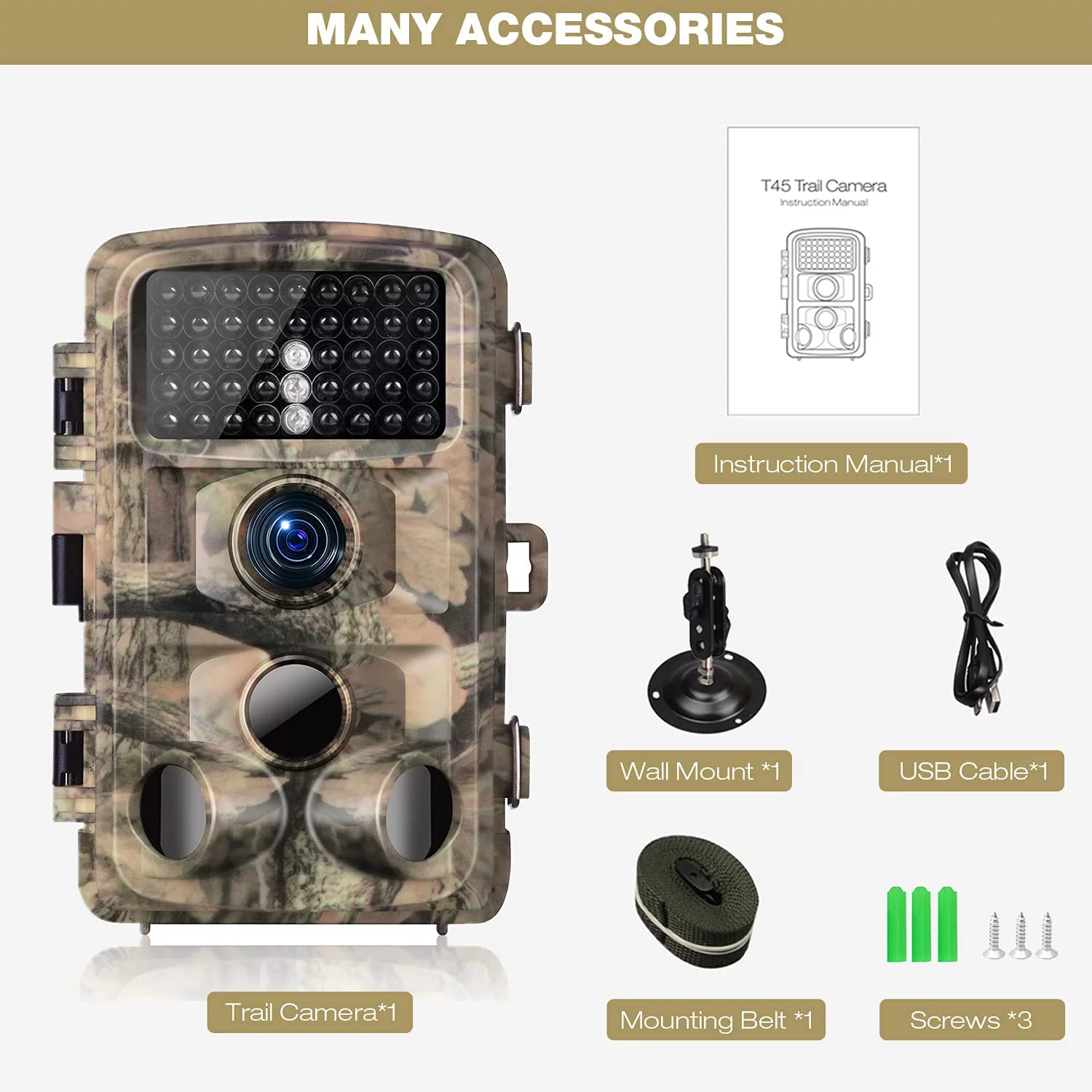CAMPARK Trail Camera 1080P Game Hunting Camera with Night Vision Waterproof Motion Activated Trail Cam with SD Card