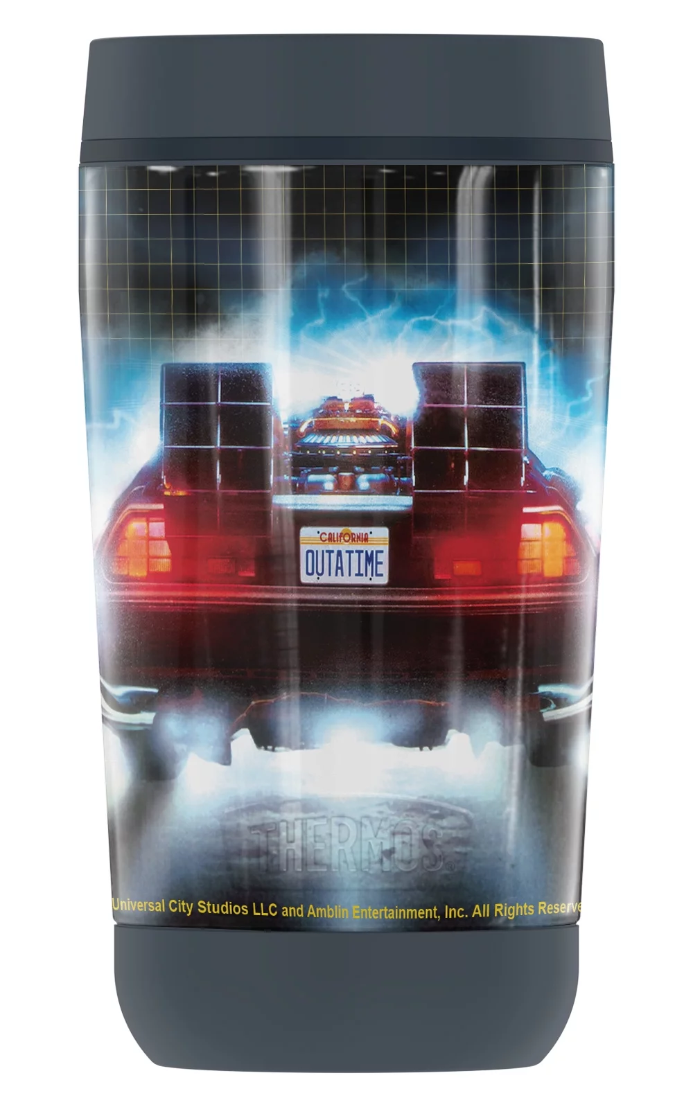 Back To The Future Delorian Flames And Lightning GUARDIAN COLLECTION BY THERMOS Stainless Steel Travel Tumbler, Vacuum insulated & Double Wall, 12 oz.