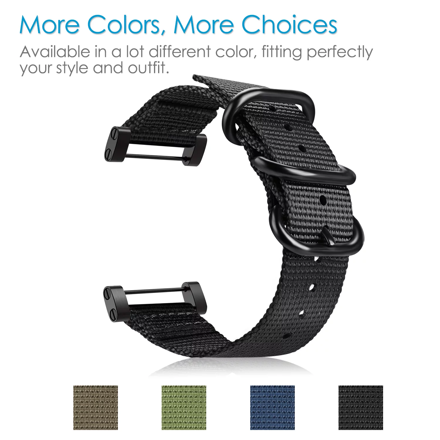 Fintie Woven Nylon Watchband Wrist Bands & Straps with Metal Buckle for Suunto Core Smart Watch, Black