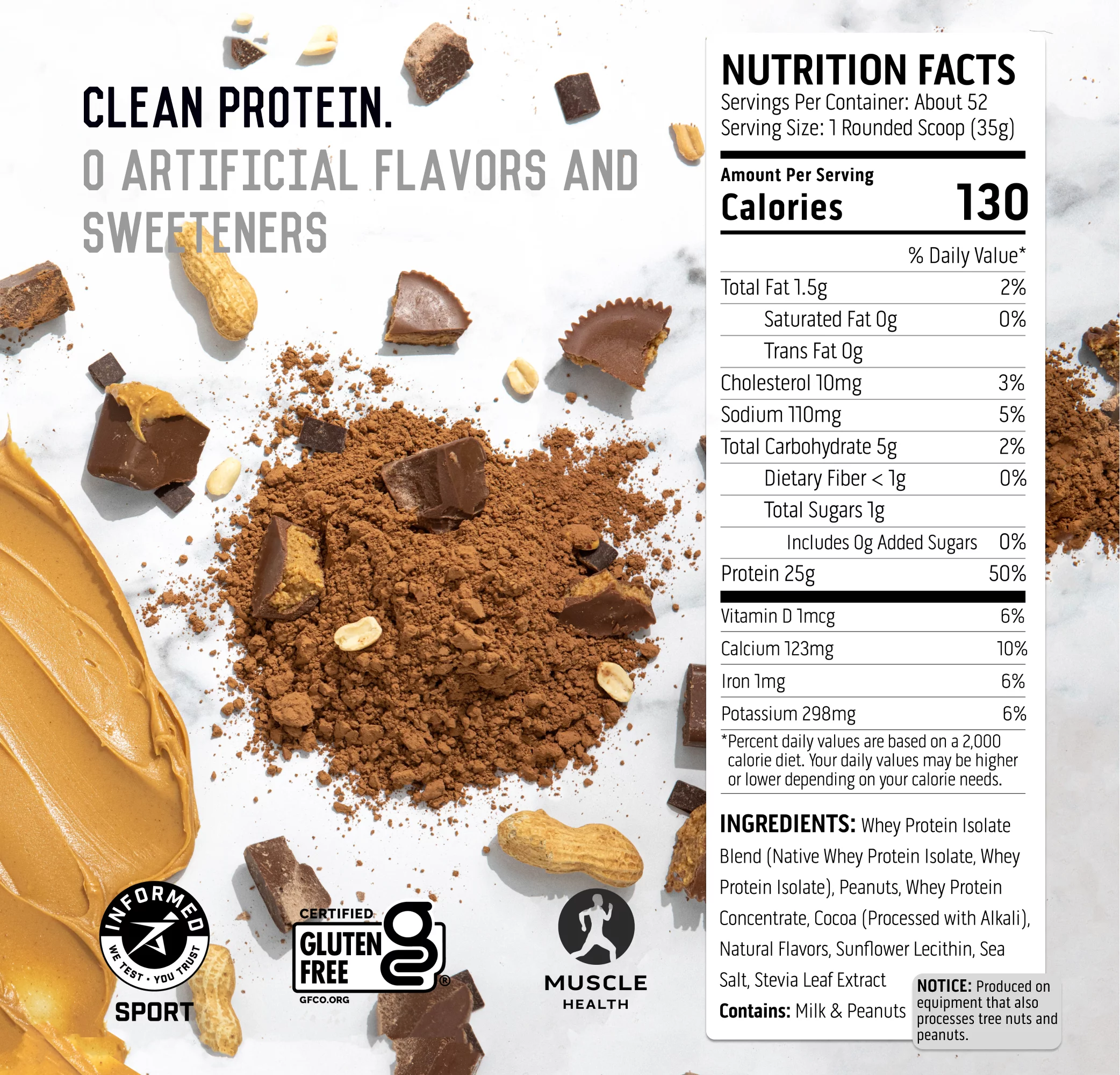 Ascent Native Fuel Whey Protein Powder, Chocolate Peanut Butter, 4 lbs