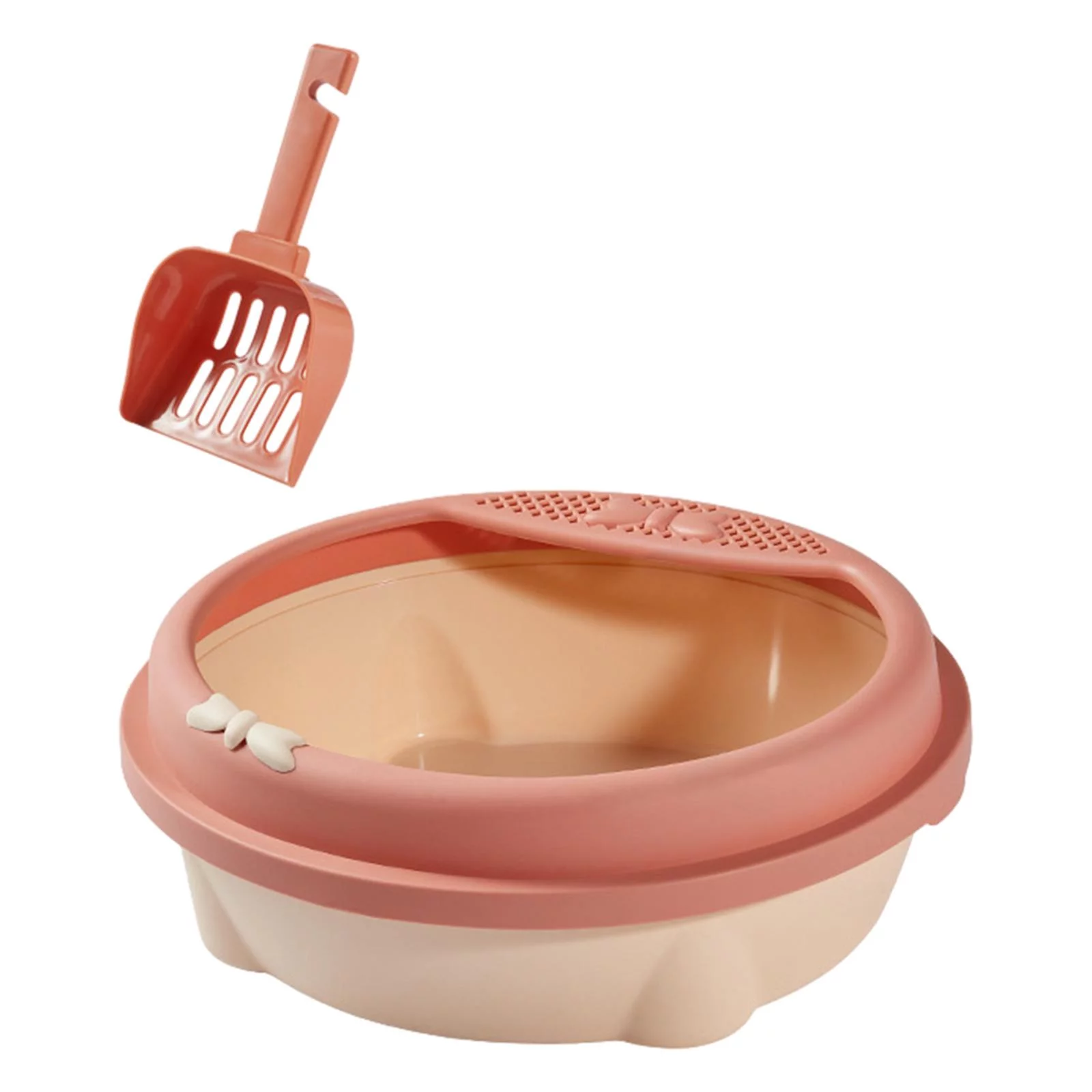 Cat Litter Box Open Top Kitten Potty Toilet Indoor Cats Cage Accessories Cats Toilet Pet Litter Pan for Small and Medium Cats , Pink Small