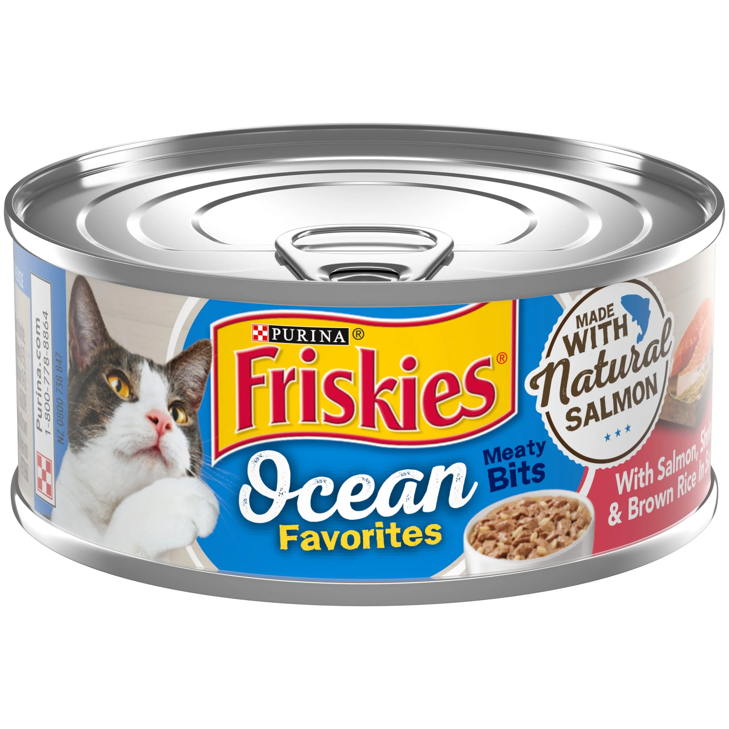 Purina Friskies Ocean Favorites Meaty Bits Wet Cat Food Tuna, 5.4 oz Cans (24 Pack)