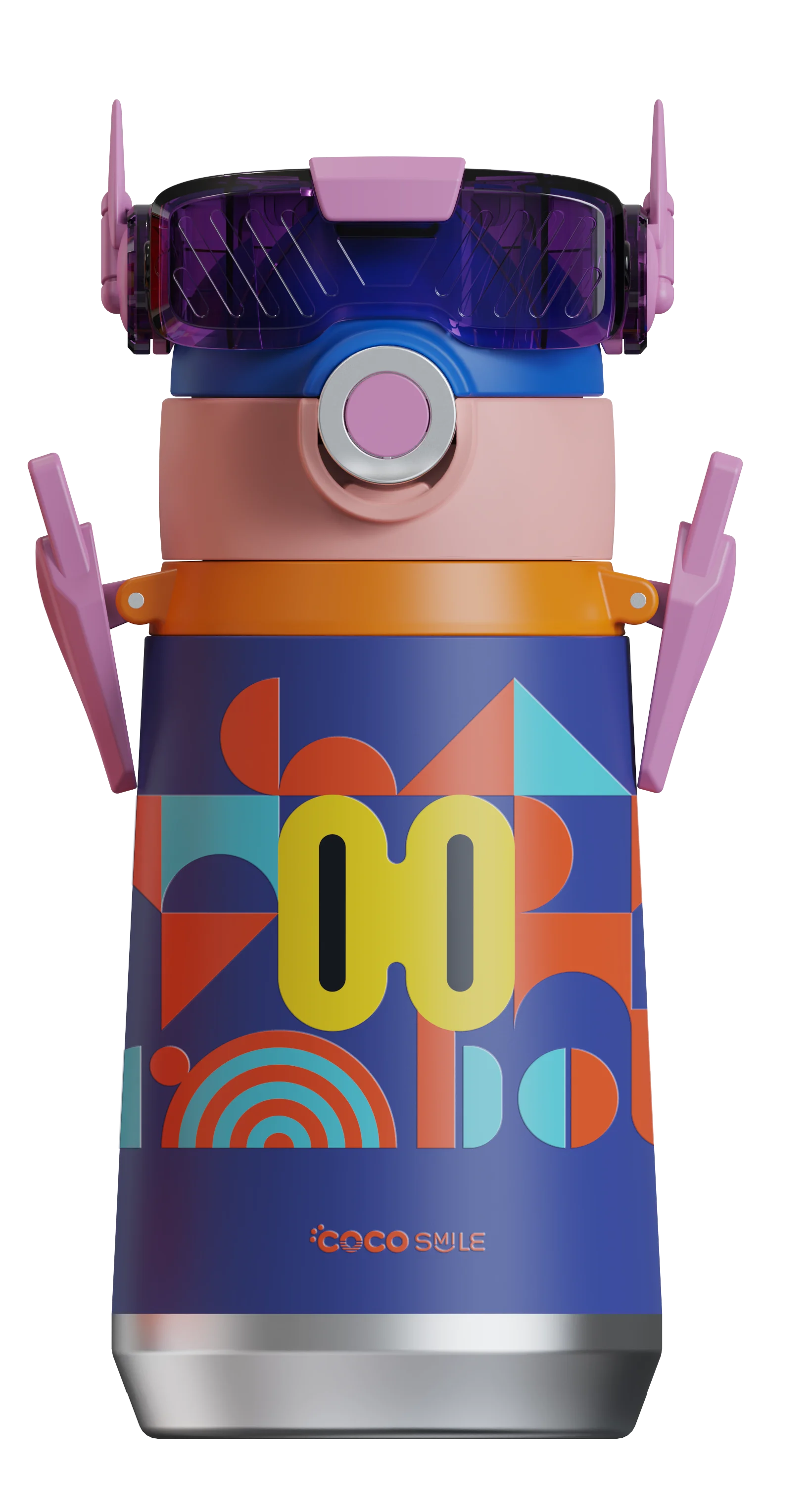 Robot Direct Drinking Thermos Cup (Double Eyes, Blue Color)