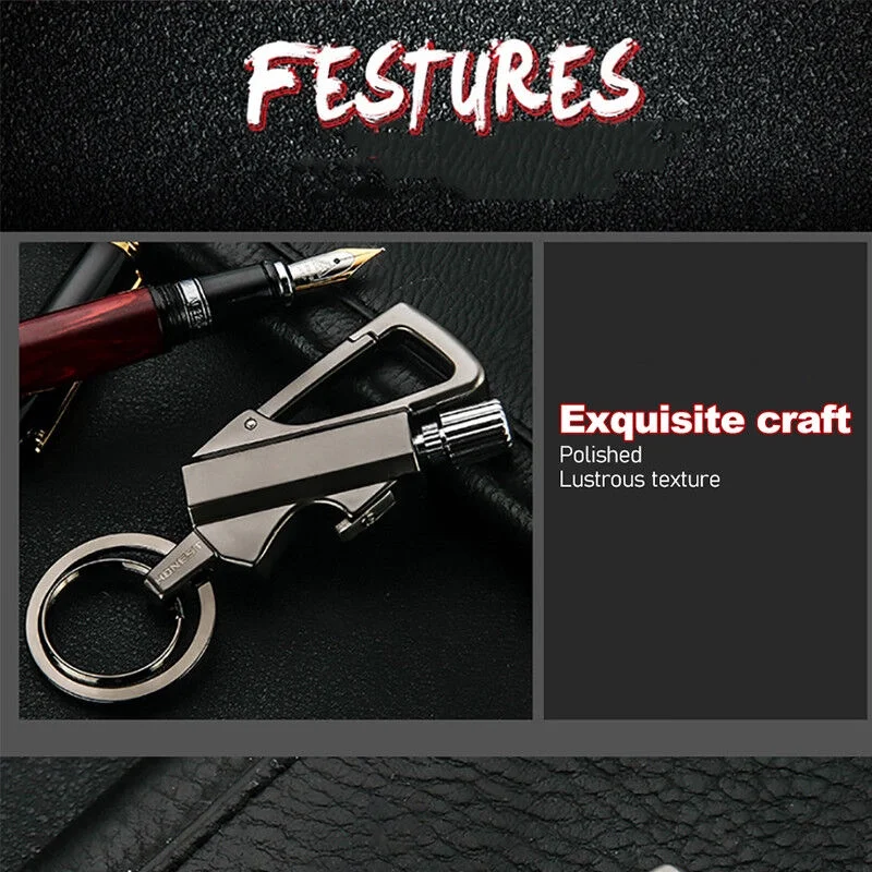 Lighter Metal Carabiner Bottle Opener Keychain Flint Fire Starter Permanent