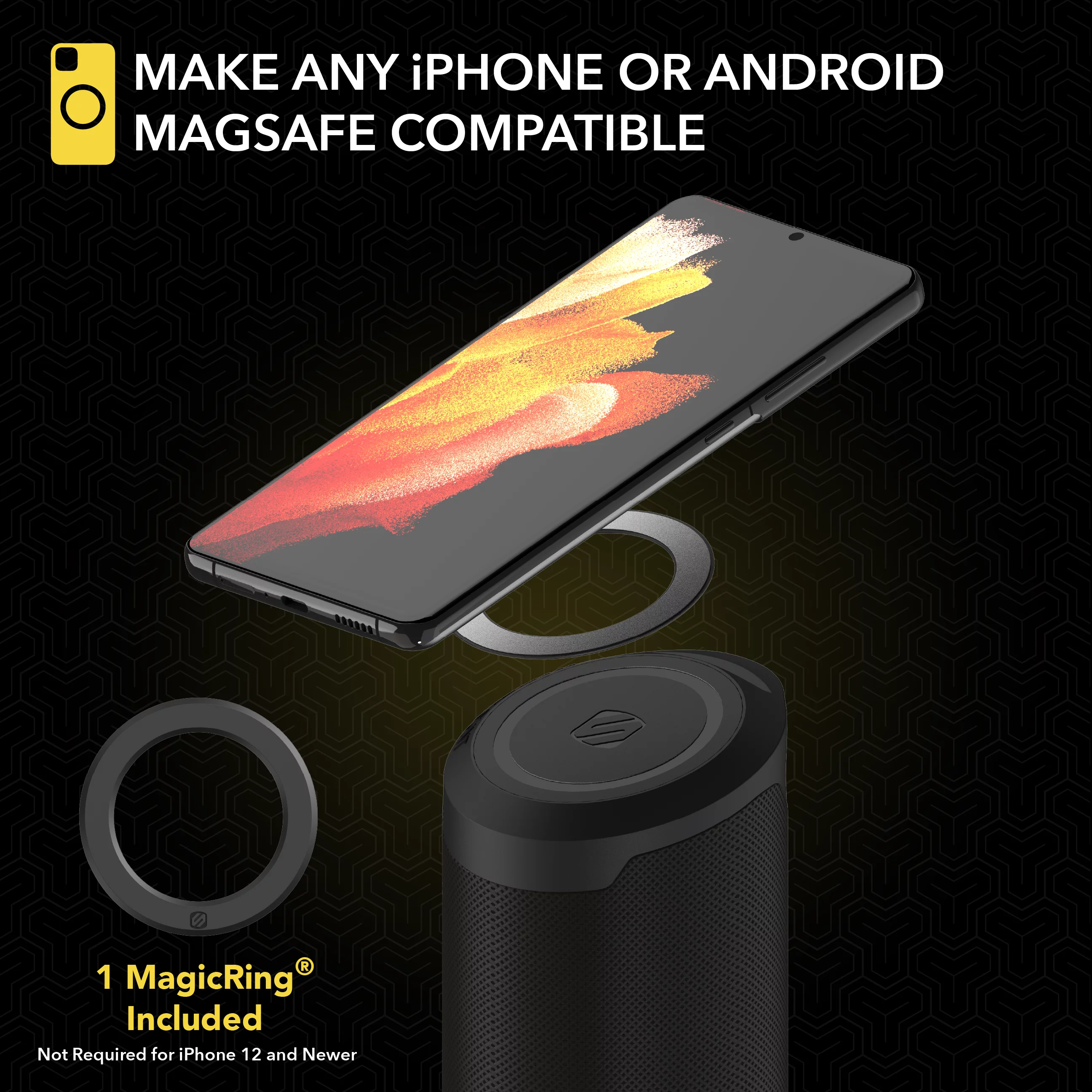 Scosche BTMSMSC1 BoomBottle Waterproof Wireless Bluetooth Speaker MagicMount Mobile Devices Black