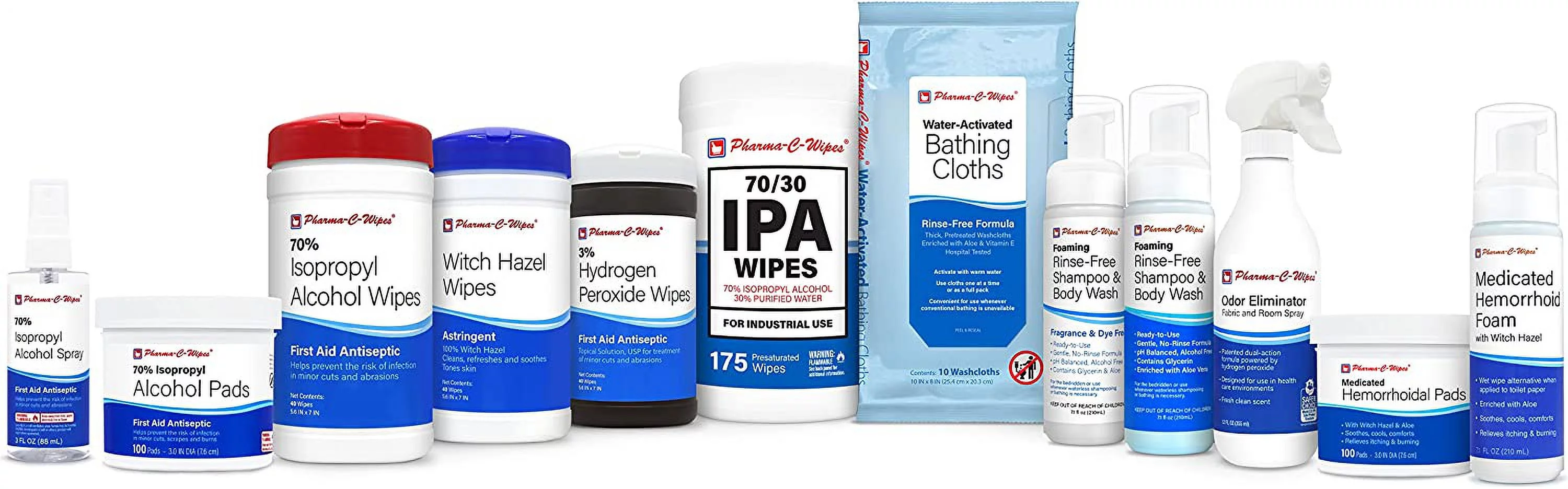 Pharma-C-Wipes 3% Hydrogen Peroxide Wipes, Antiseptic Skin WIpe, 5.6 Inches x 7 Inches, 40 Wipes per Canister, 6 Canisters