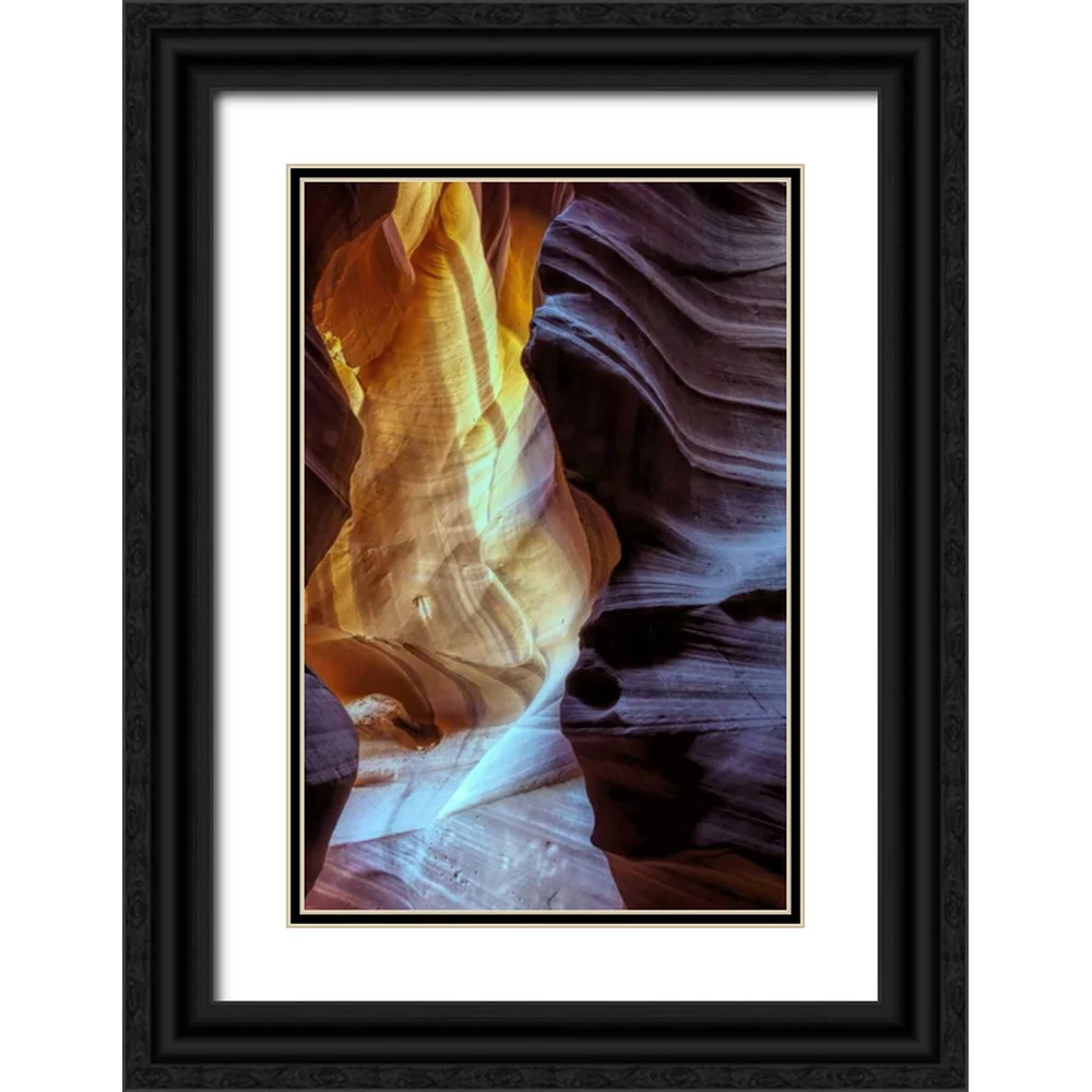 OBrien, Jay 23x32 Black Ornate Wood Framed with Double Matting Museum Art Print Titled - Arizona, Paige Rock patterns in Antelope Canyon
