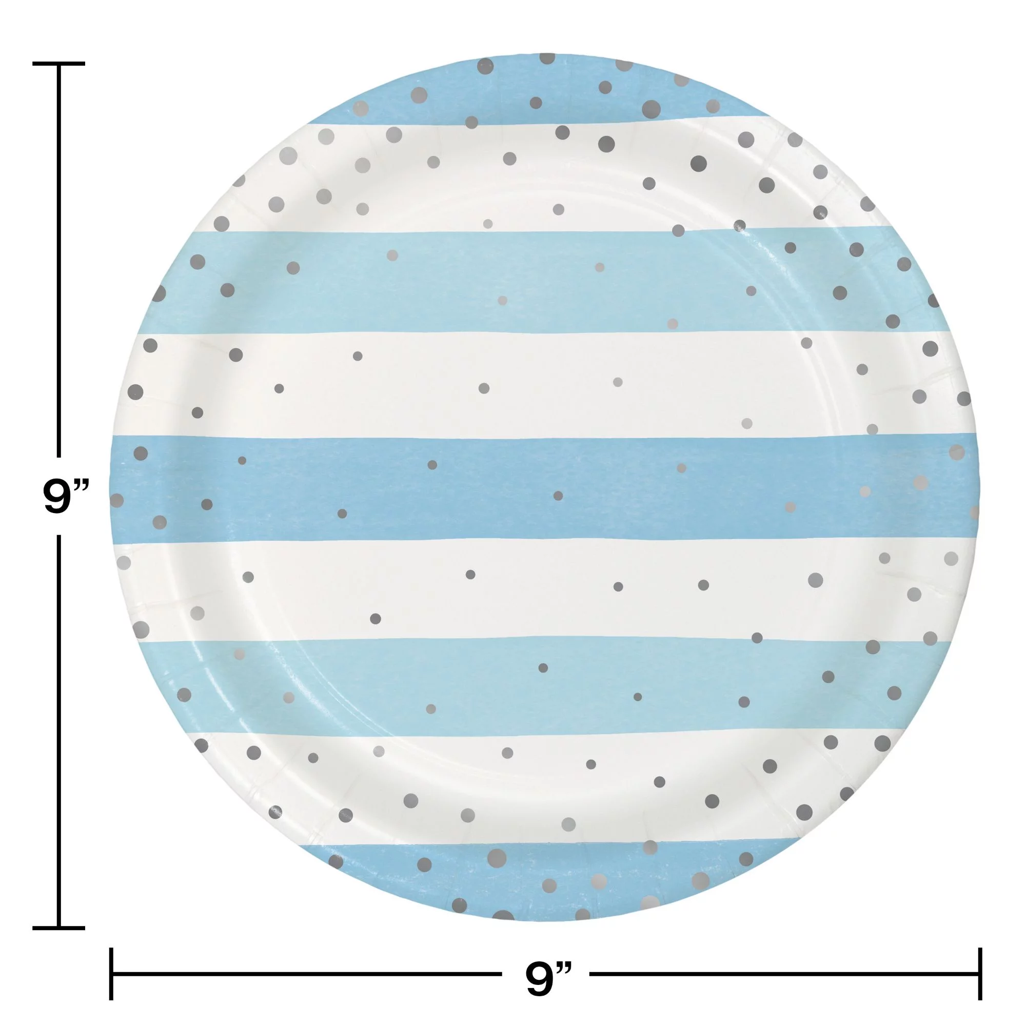 Creative Converting 346291 9 in. Foil Celebration Dinner Plates, Blue & Silver - 96 Count