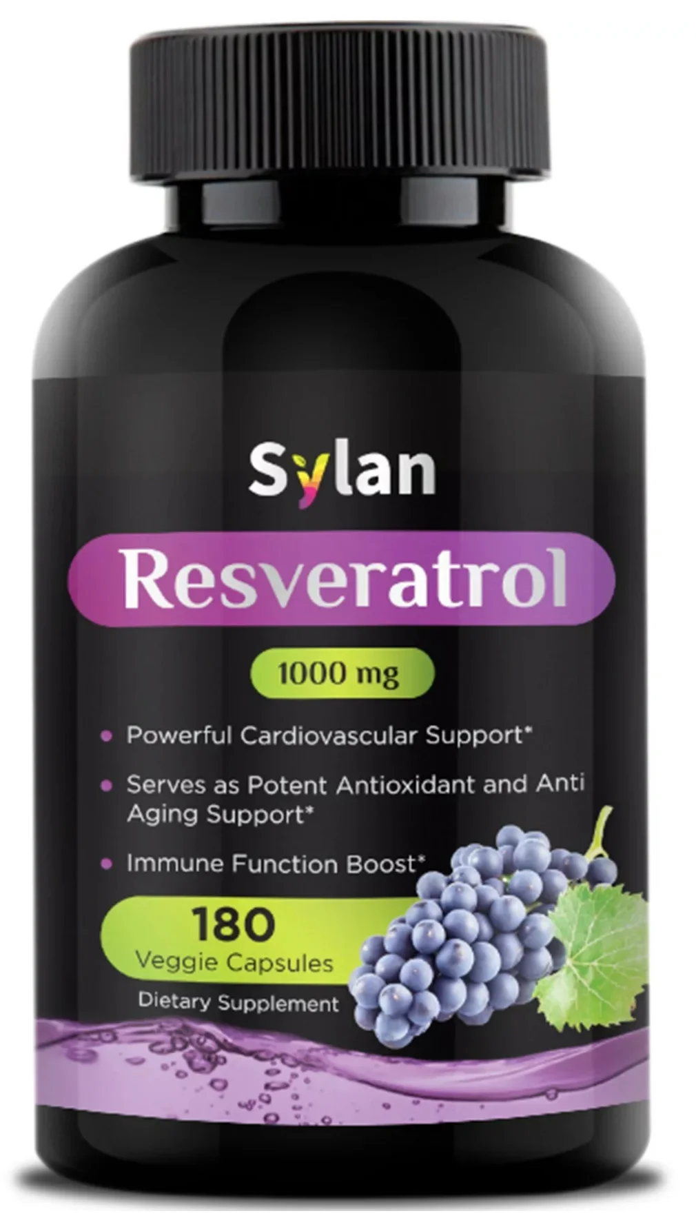 Sylan Trans Resveratrol Supplement Antioxidant 1000mg Anti-Aging Supplements 180 Capsules