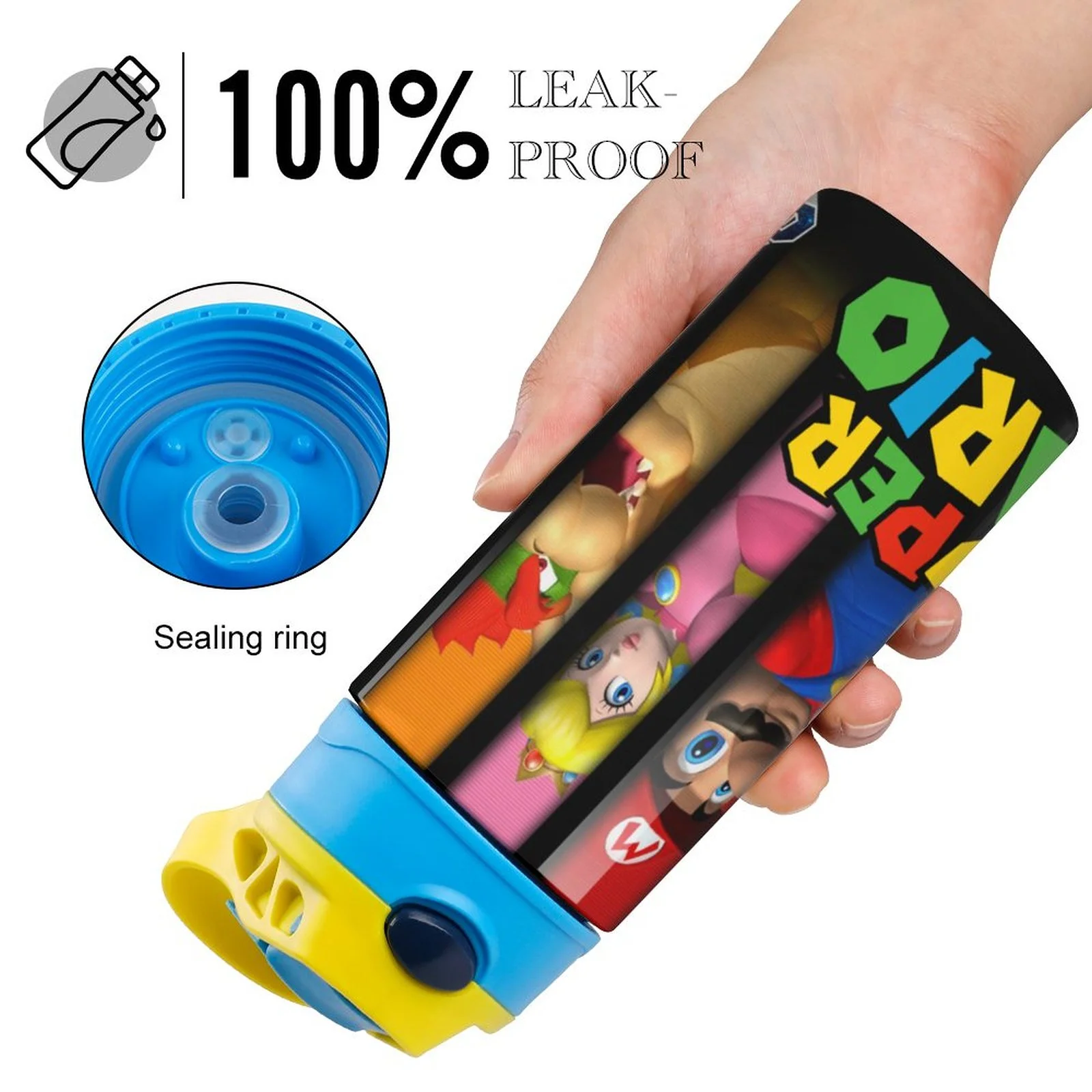 Super Mario Logo Kid's Insulated Water Bottle With Straw Vacuum Stainless Steel Cup Leak-Proof Children Toddler Thermoses