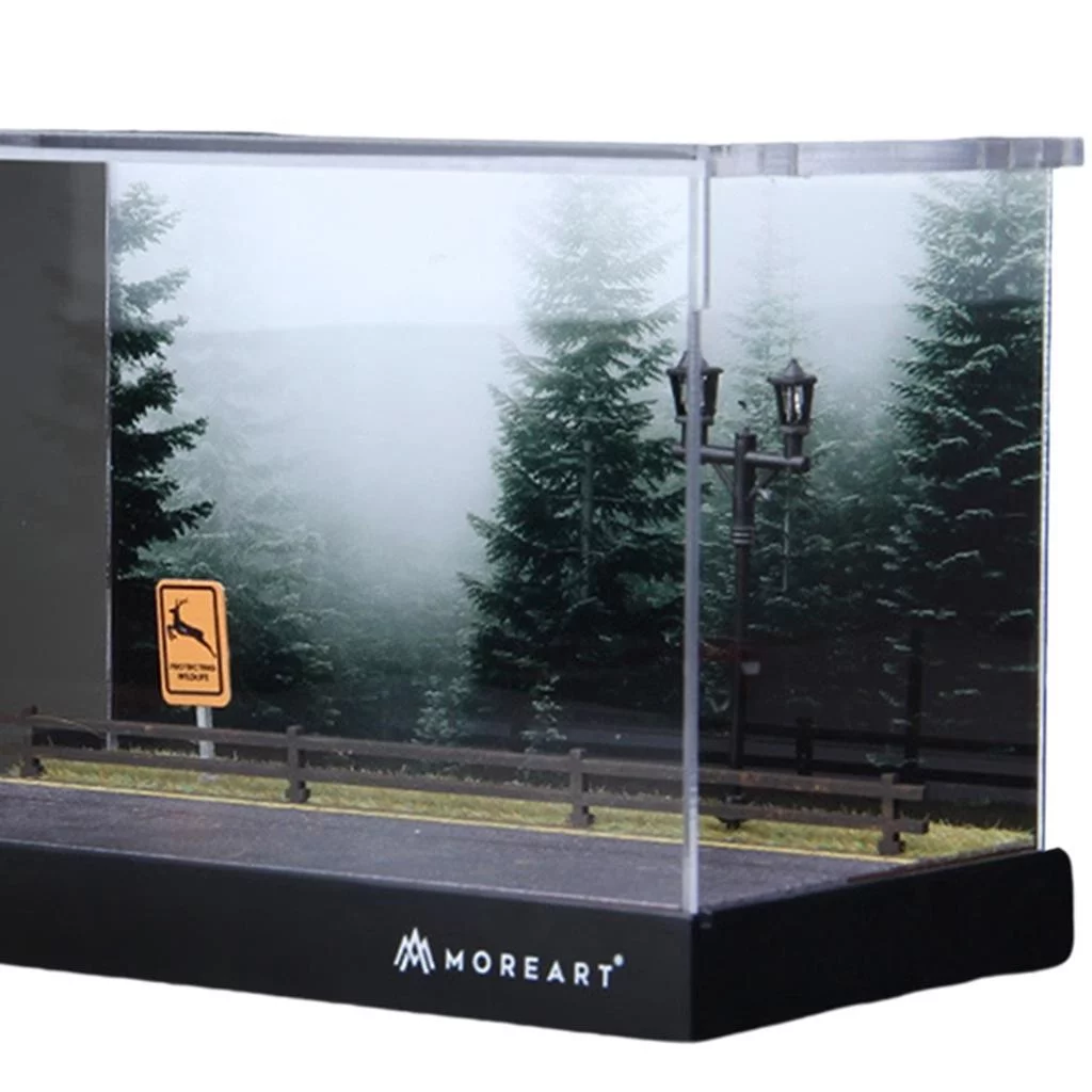 1:64 Scale Scenery Photo Background Simulation Parking Lot Model,Mini Car Garage Display Case Model Gifts Made of wooden material, durable