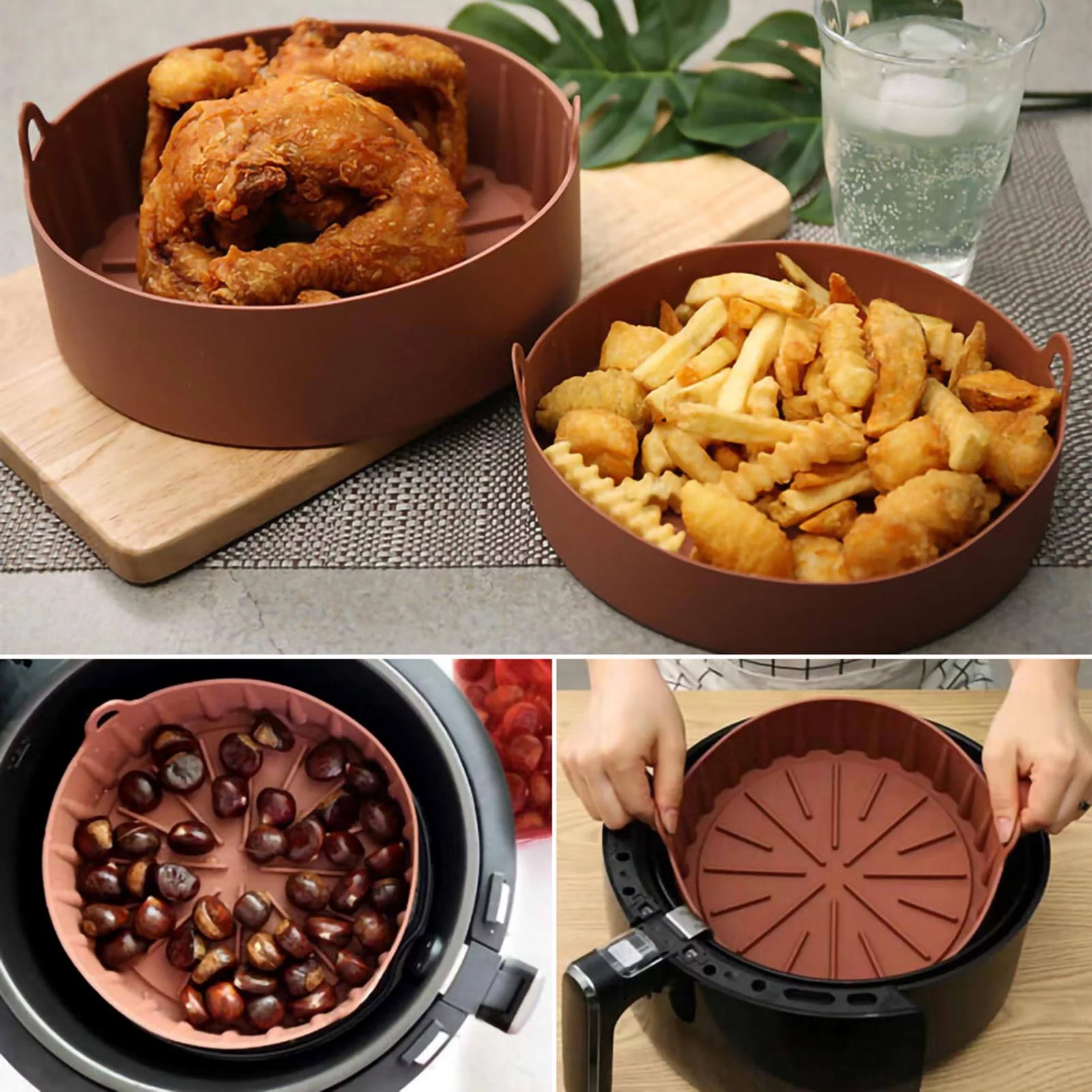 FeiraDeVaidade Air fryer Silicone Pot, Replace Parchment Paper Lining, Use Air Ryer, Heat Insulation Baking Mat