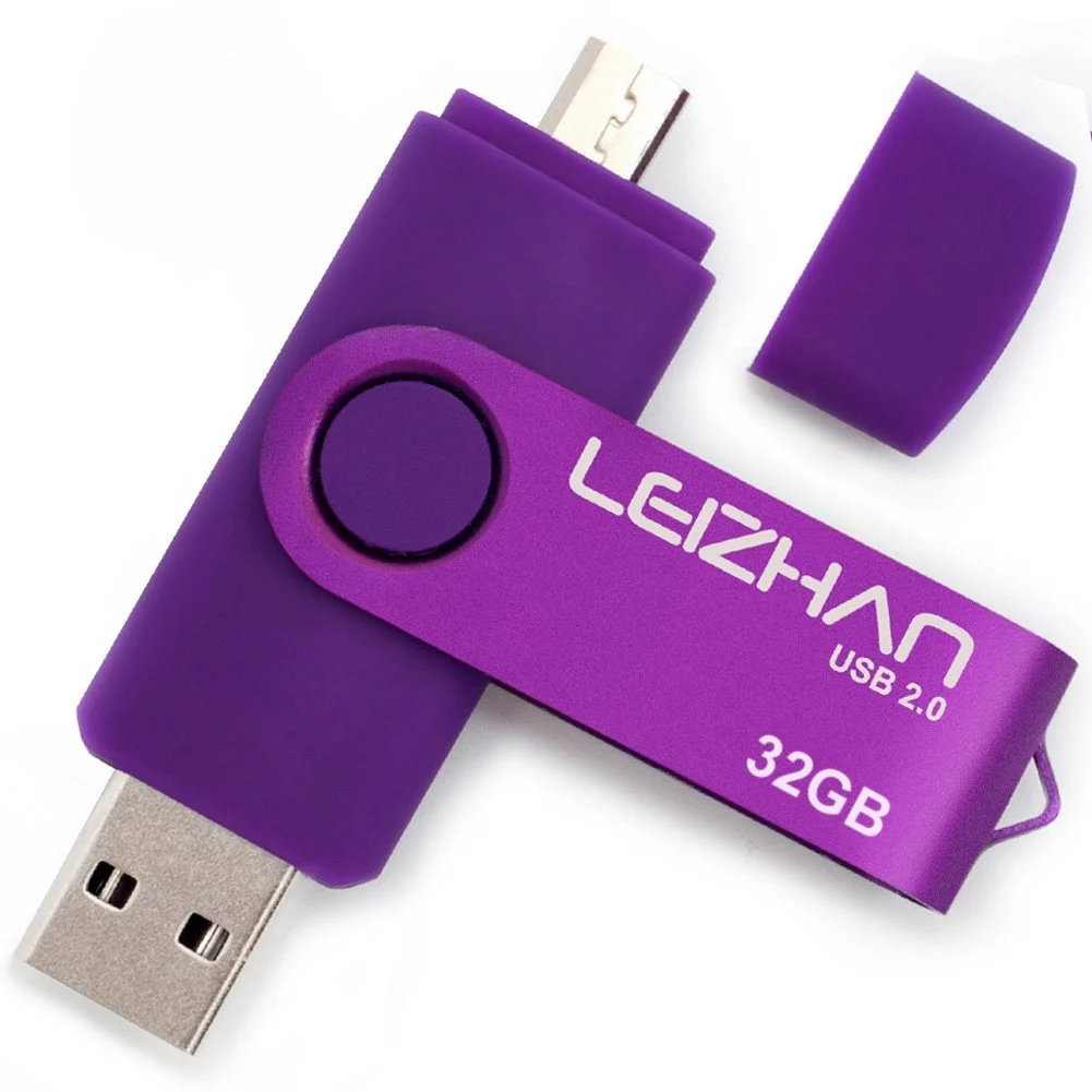 LEIZHAN Micro Flash Drive 64GB Pen drive Purple Android Phone Pendrive USB 2.0 Memory Stick for Samsung Galaxy, Xiaomi ,LG ,Sony, One-plus,HTC, Meizu