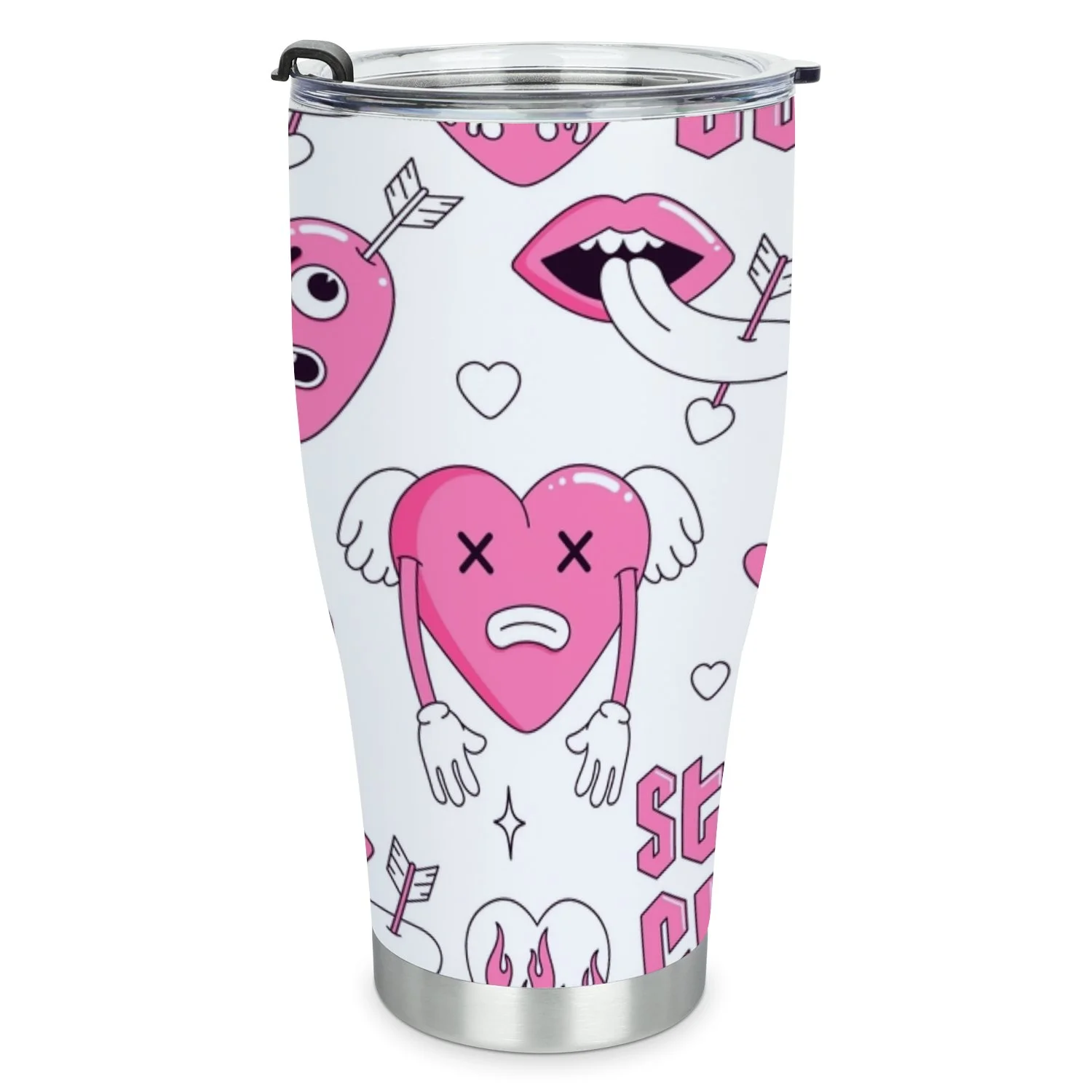 Hidove Stainless Steel Tumbler, Pink Semless Pattern 30oz Leak Proof & Stainless Steel Bottle for Hot & Cold Drinks - Coffee Travel Mug, Water Metal Canteen, Thermal Cup