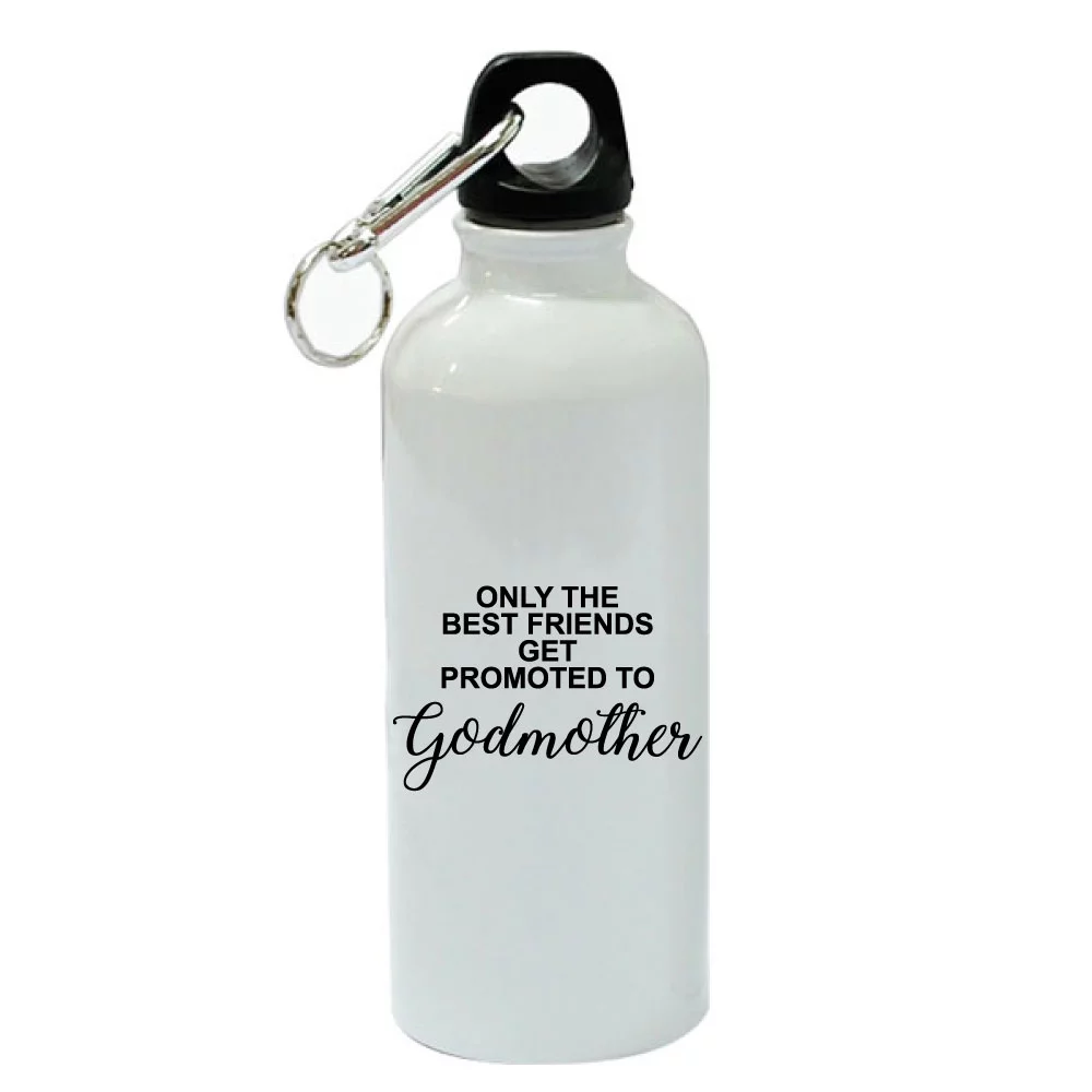 Only Best Friends Get Promoted To Godmother White Aluminum Sports 20 oz Water Bottle