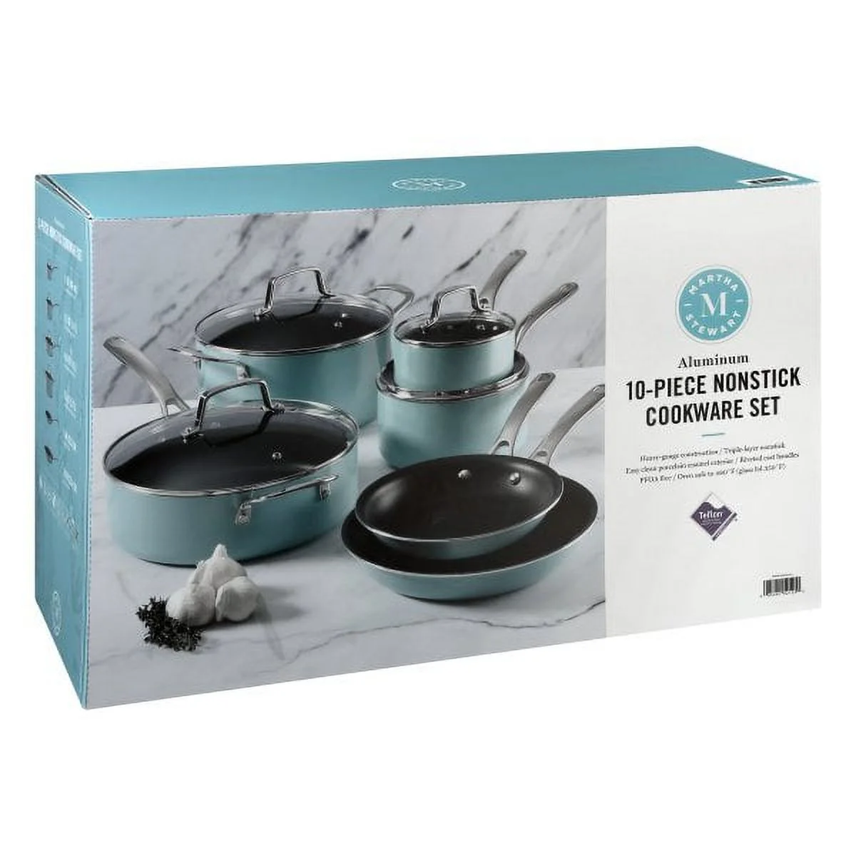 Martha Stewart Aluminum Cookware Set, Mint