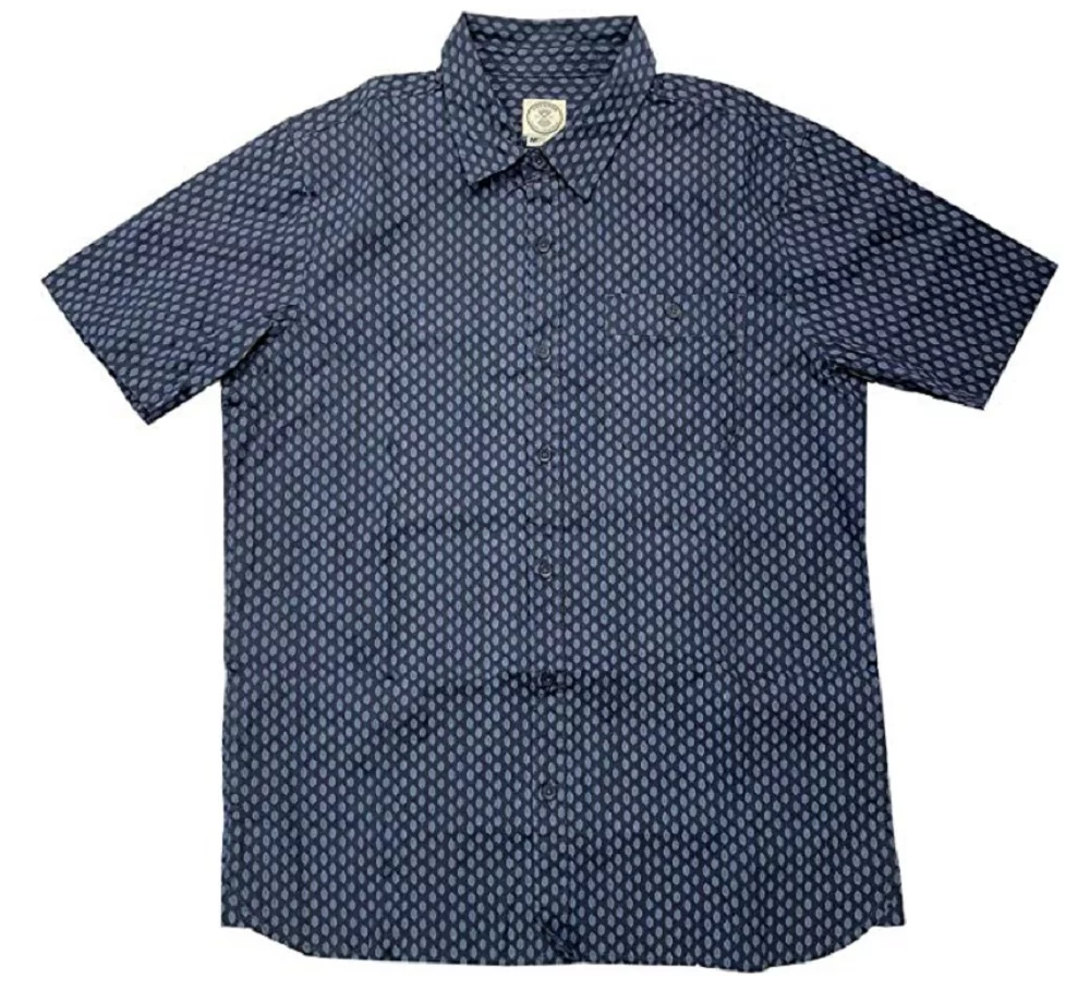 Voyager Men's Short Sleeve Woven Button Up Shirt in Mood Indigo (XXL)