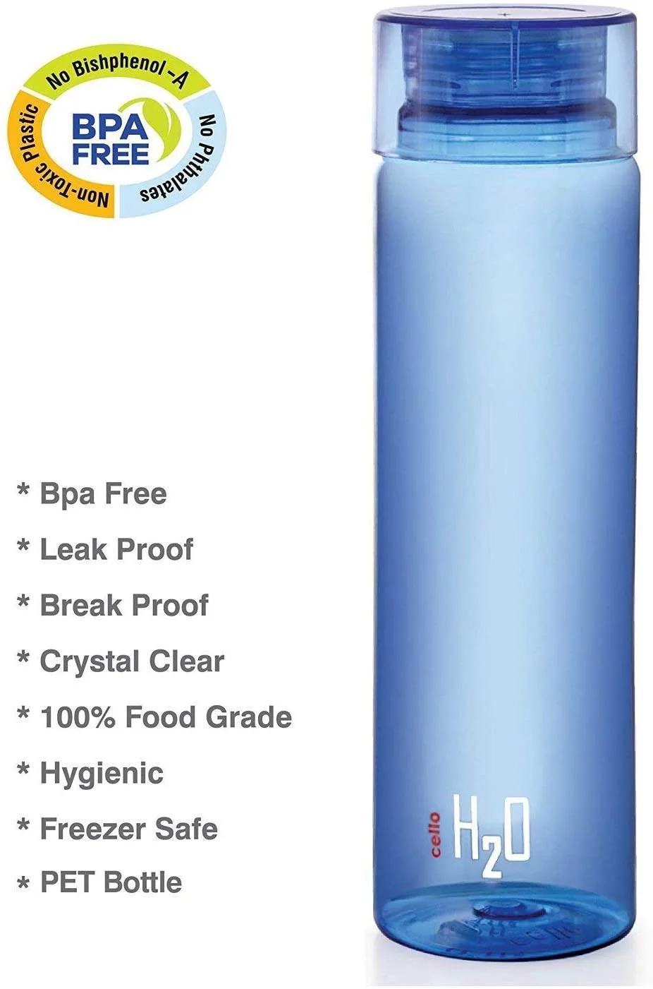 Cello H2O Unbreakable Bottle , 1 Litre, Set of 6,