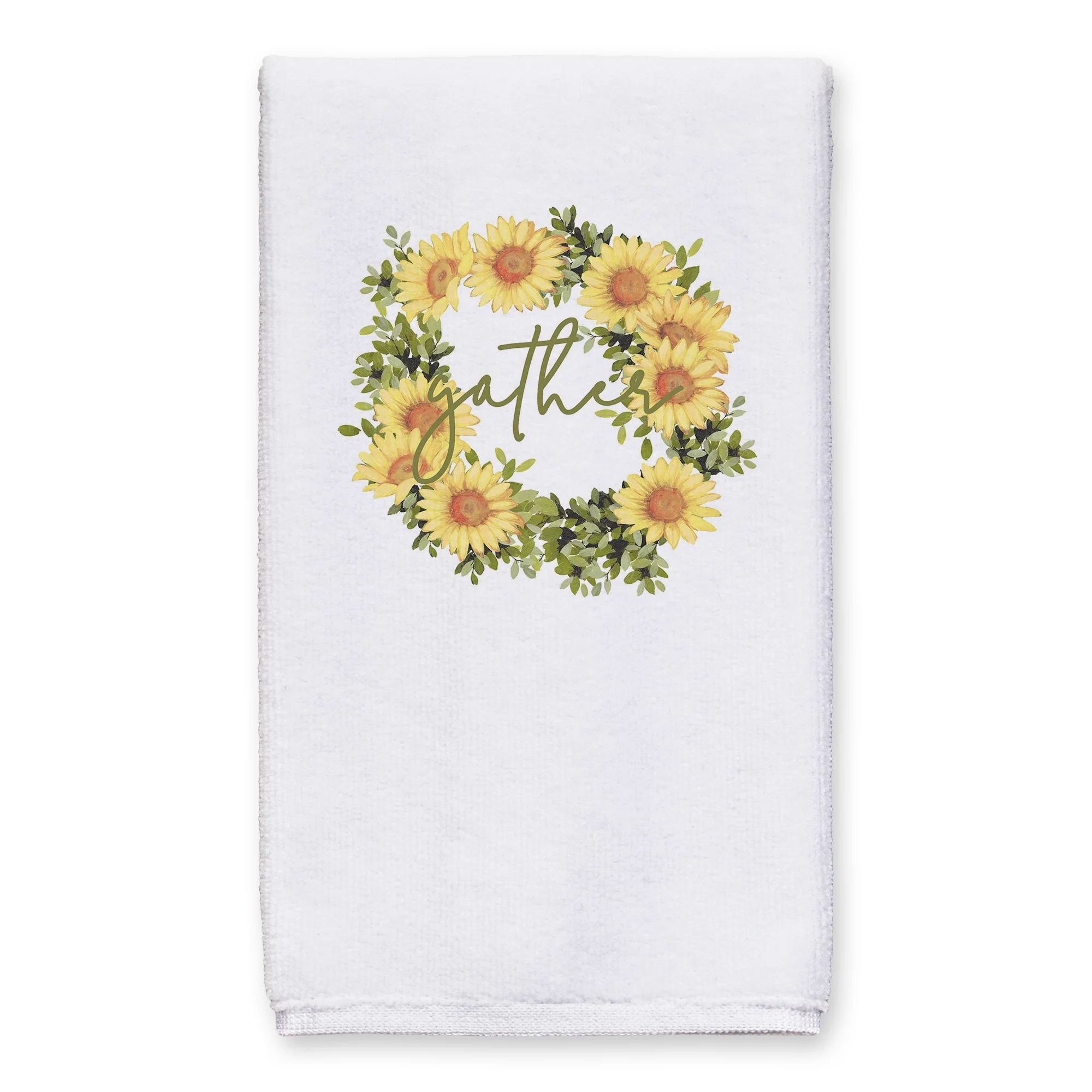 Creative Products Gather Sunflower Wreath Green 16 x 25 Tea Towel Set of 2