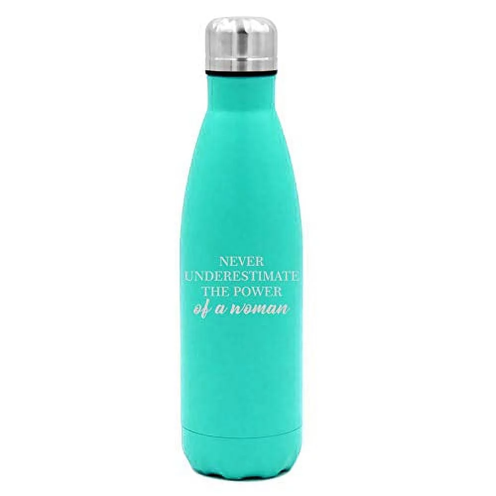 MIP Brand 17 oz. Double Wall Vacuum Insulated Stainless Steel Water Bottle Travel Mug Cup Never Underestimate The Power of A Woman (Light-Blue)