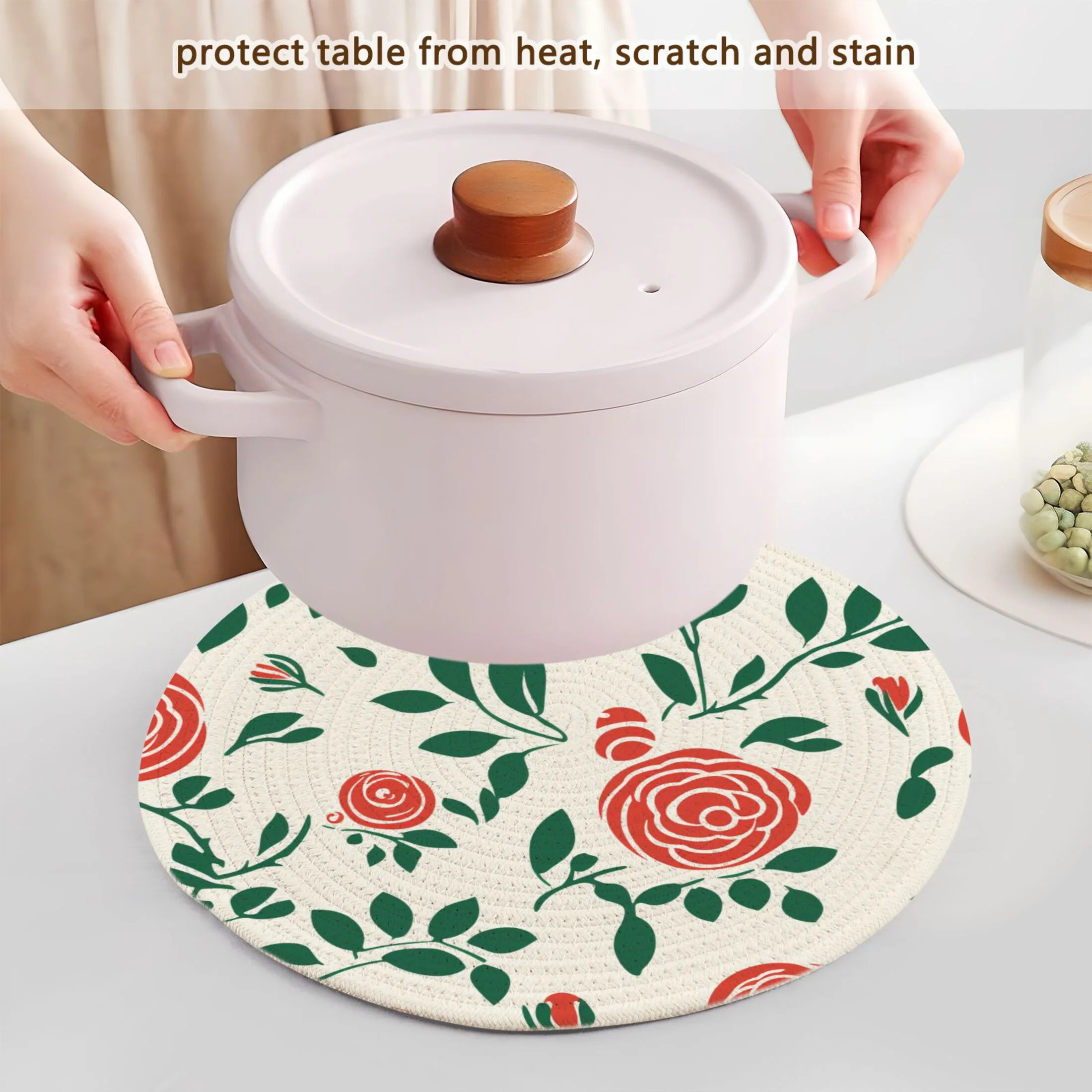 Peony Abstract Flowers 3 PCs Pot Holders Trivets Kitchen 15
