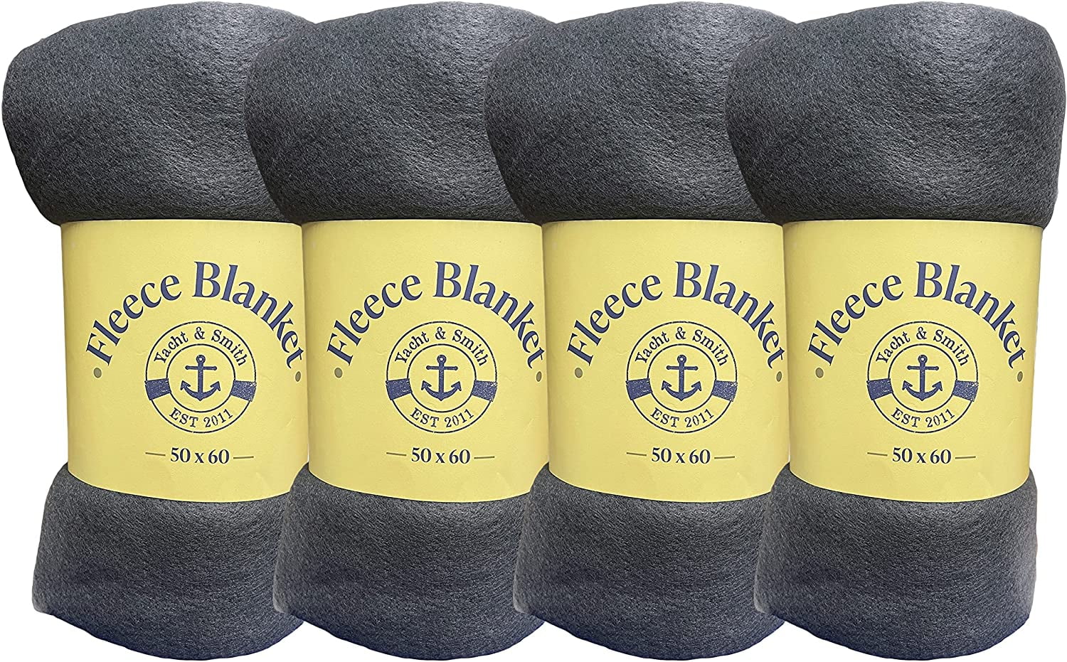Blanket Throws Bulk Pack, Heavy Blanket for Home Car Pet (Pack of 4 Grey)