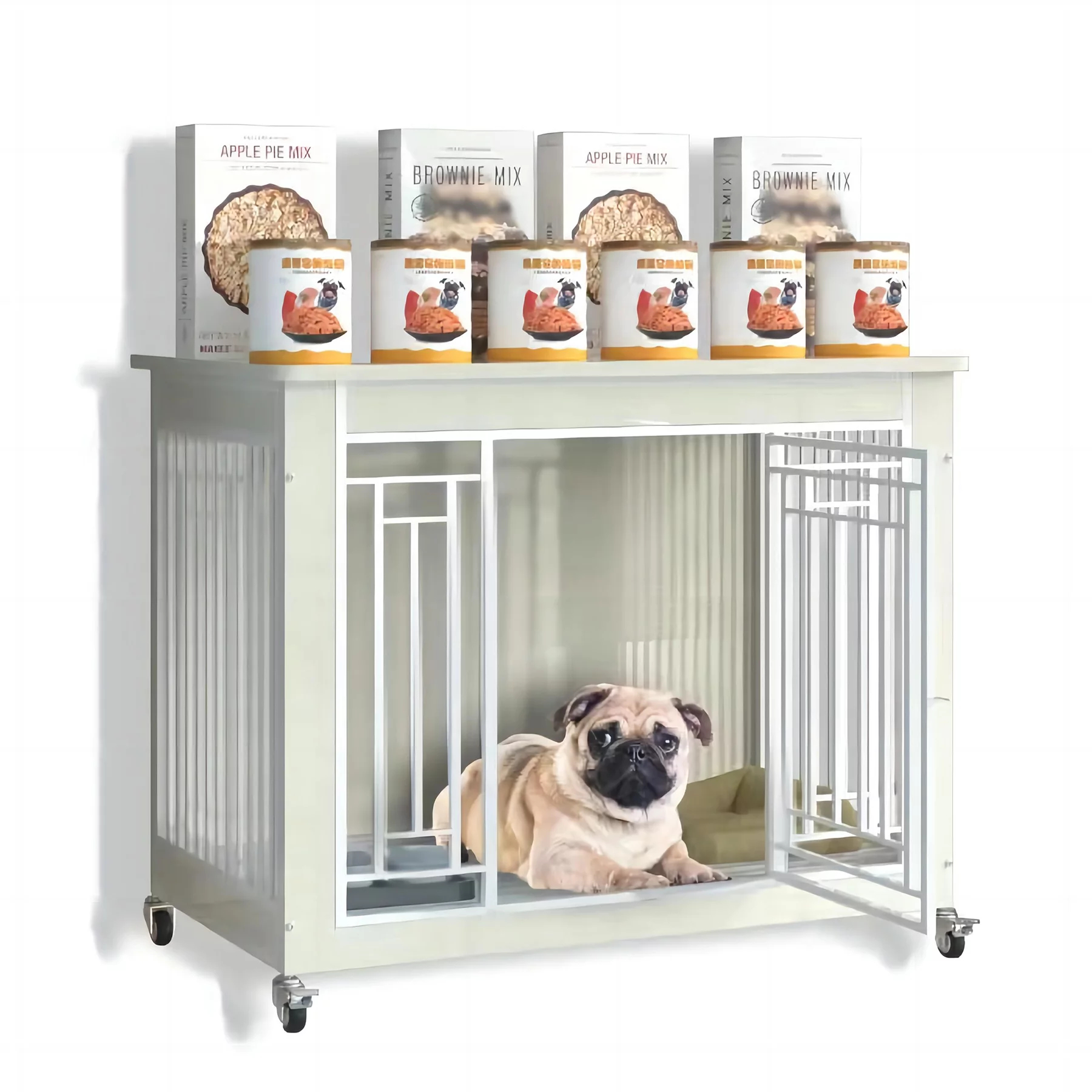 White Wooden Dog Cage Medium Dog Pet Furniture