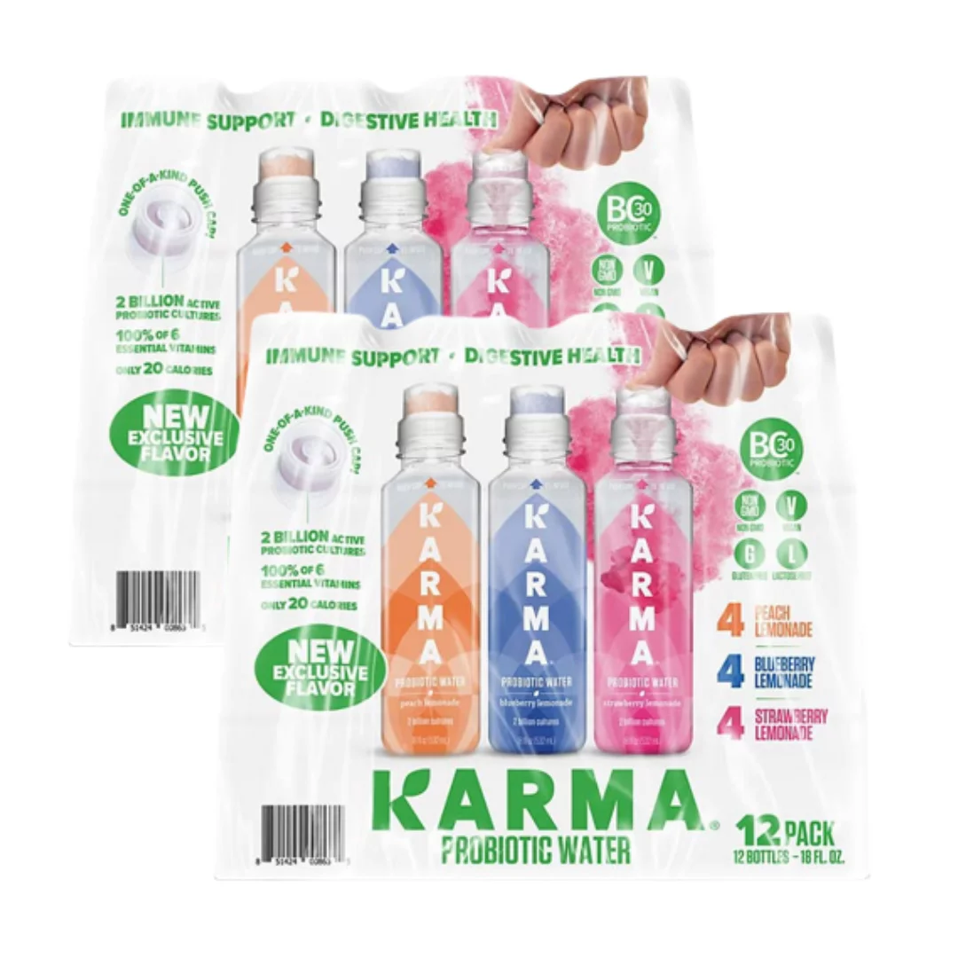 Karma Lemonade Probiotic Water Variety Pack, 18 Fluid Ounce *Pack of 24*