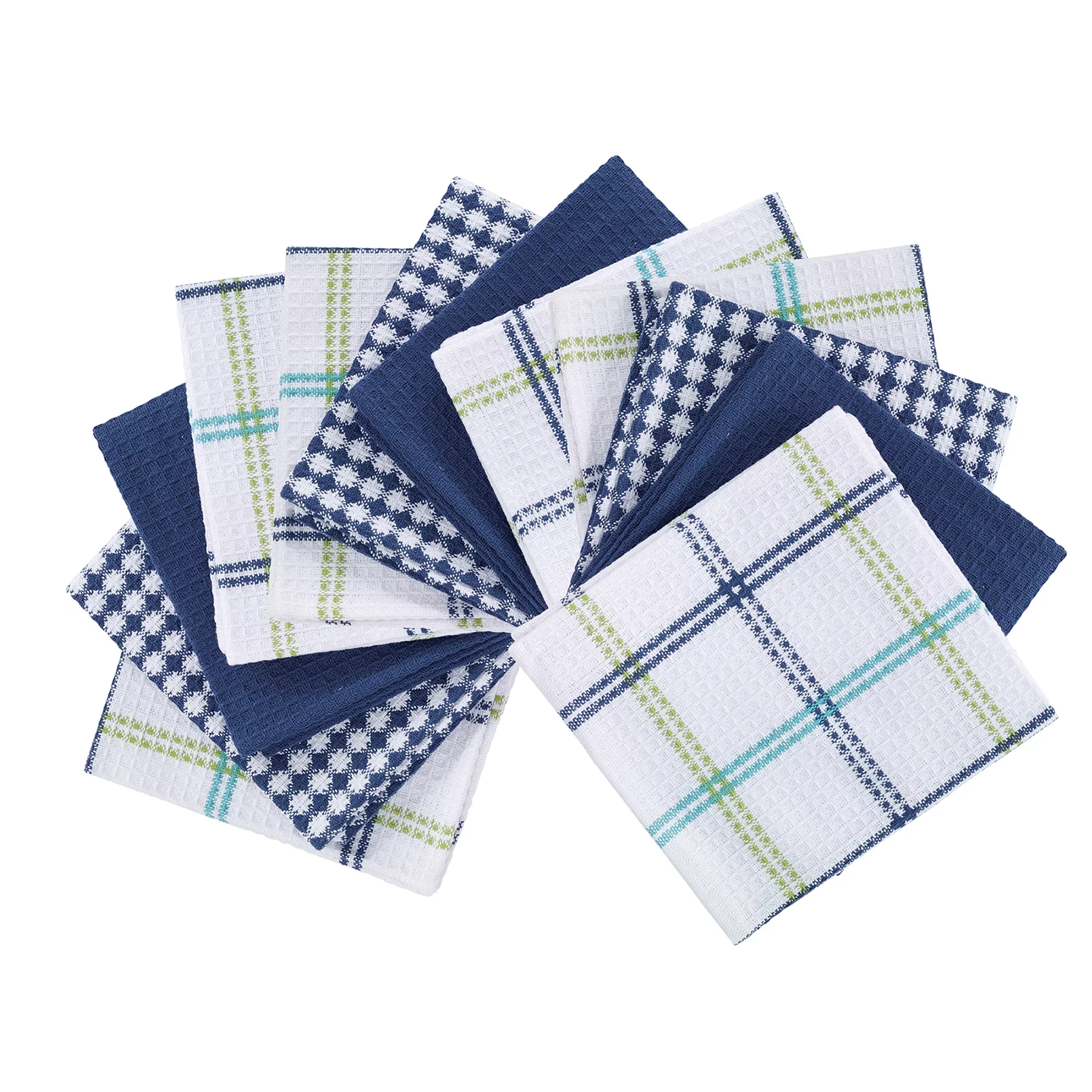 Coordinating Flat Waffle Weave Dish Cloth, Twelve Pack, Cool