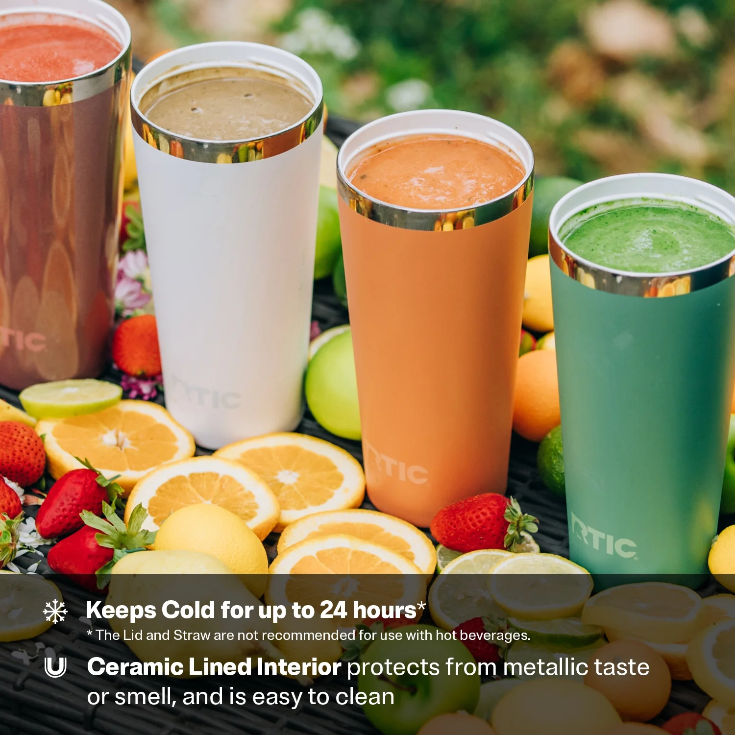 RTIC 28 oz Ceramic Lined Everyday Tumbler, Spill-Resistant Straw Lid, Navy